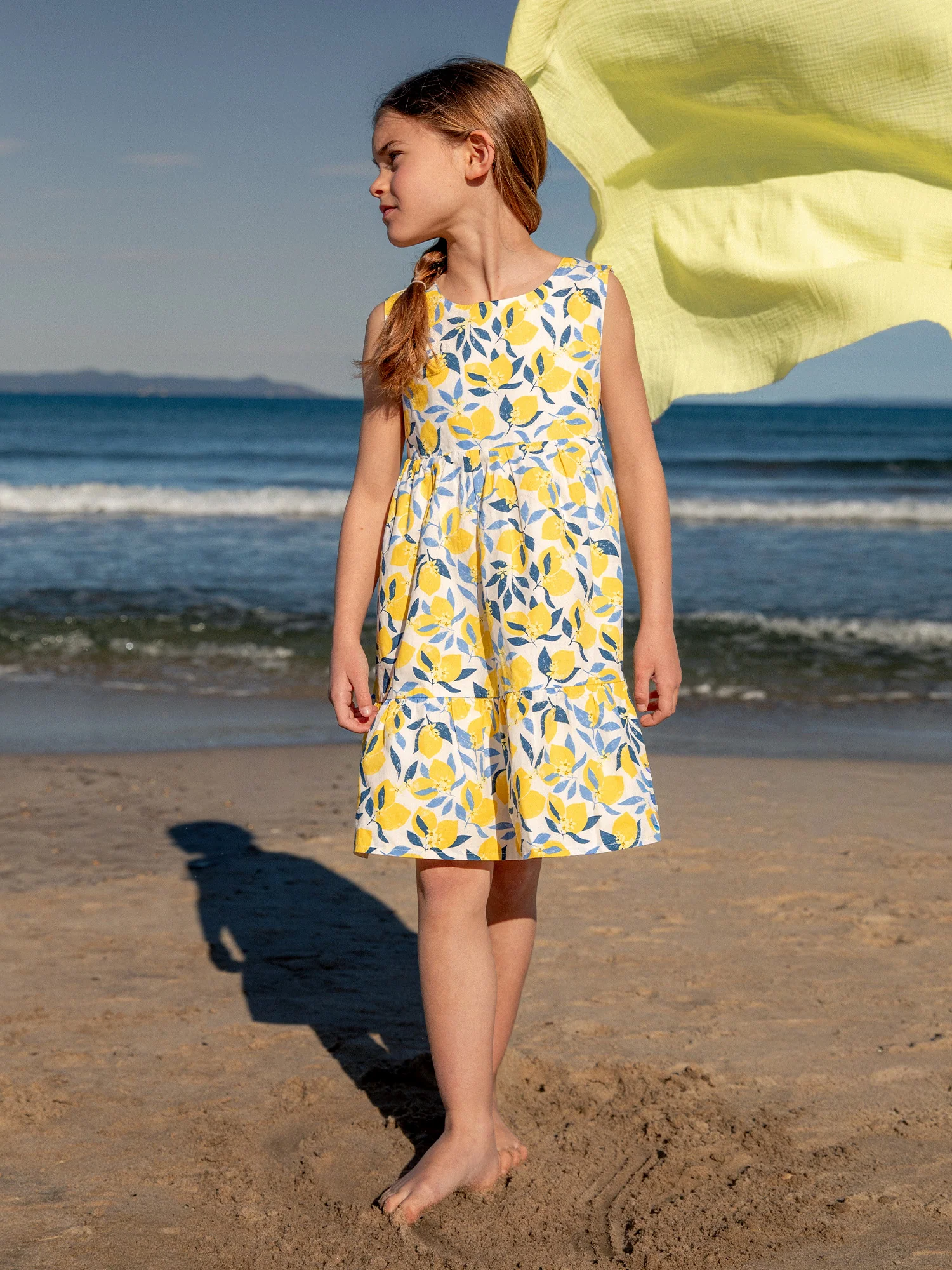 Robe réversible imprimée citrons ou à rayures jaunes Fille - Image 6