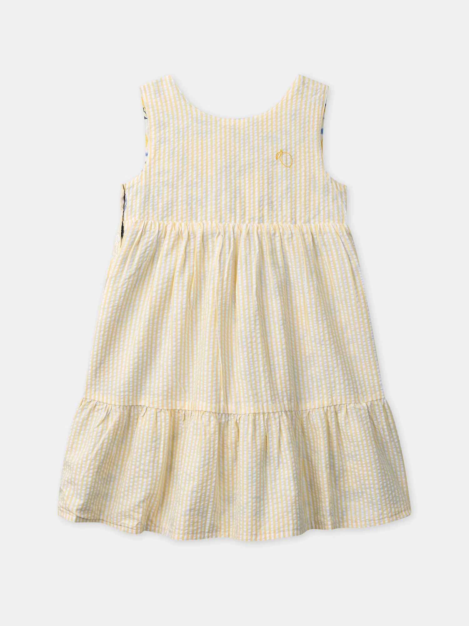 Robe réversible imprimée citrons ou à rayures jaunes Fille - Image 8