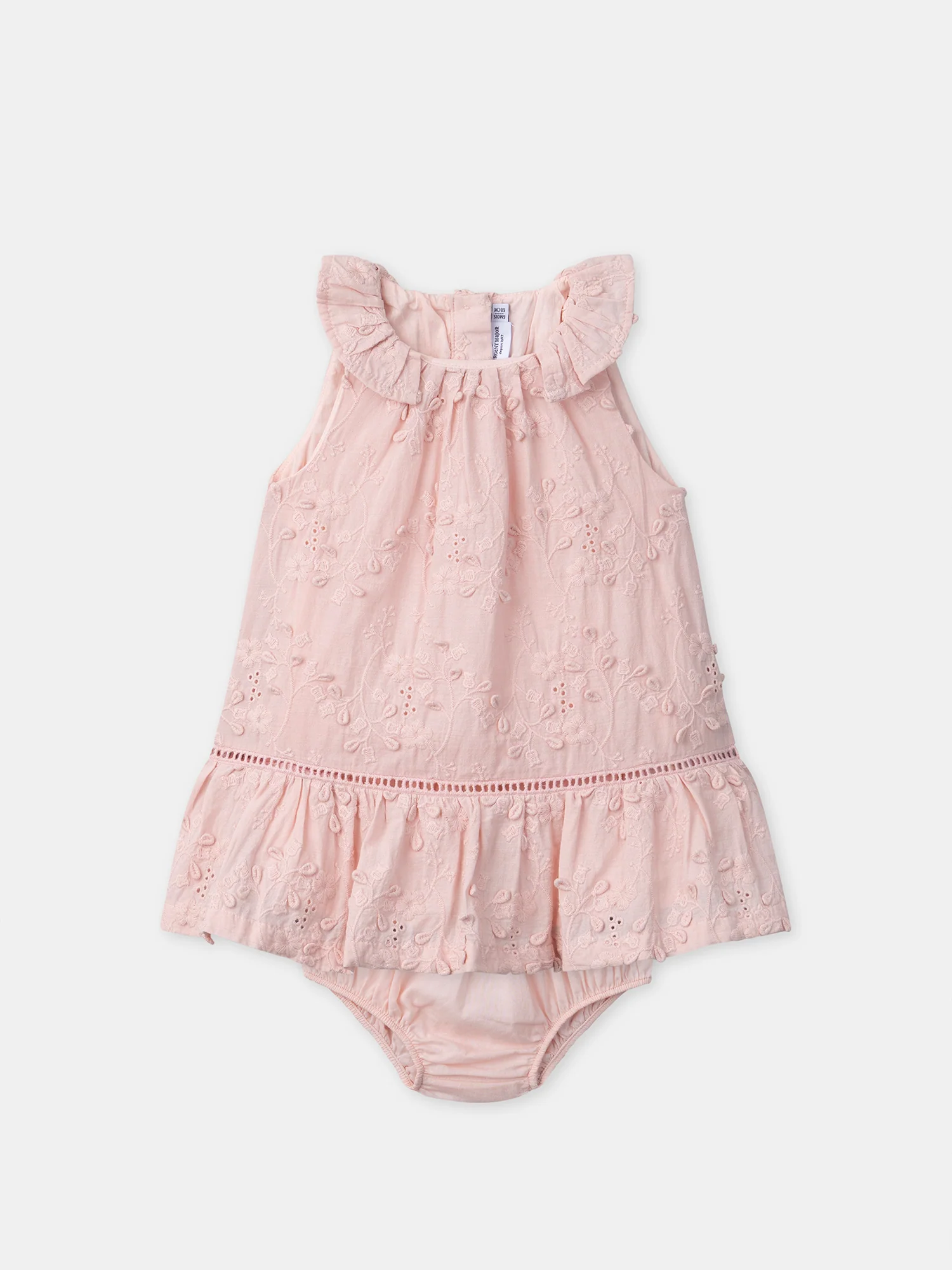 Robe rose à broderies fleurs Bébé Fille