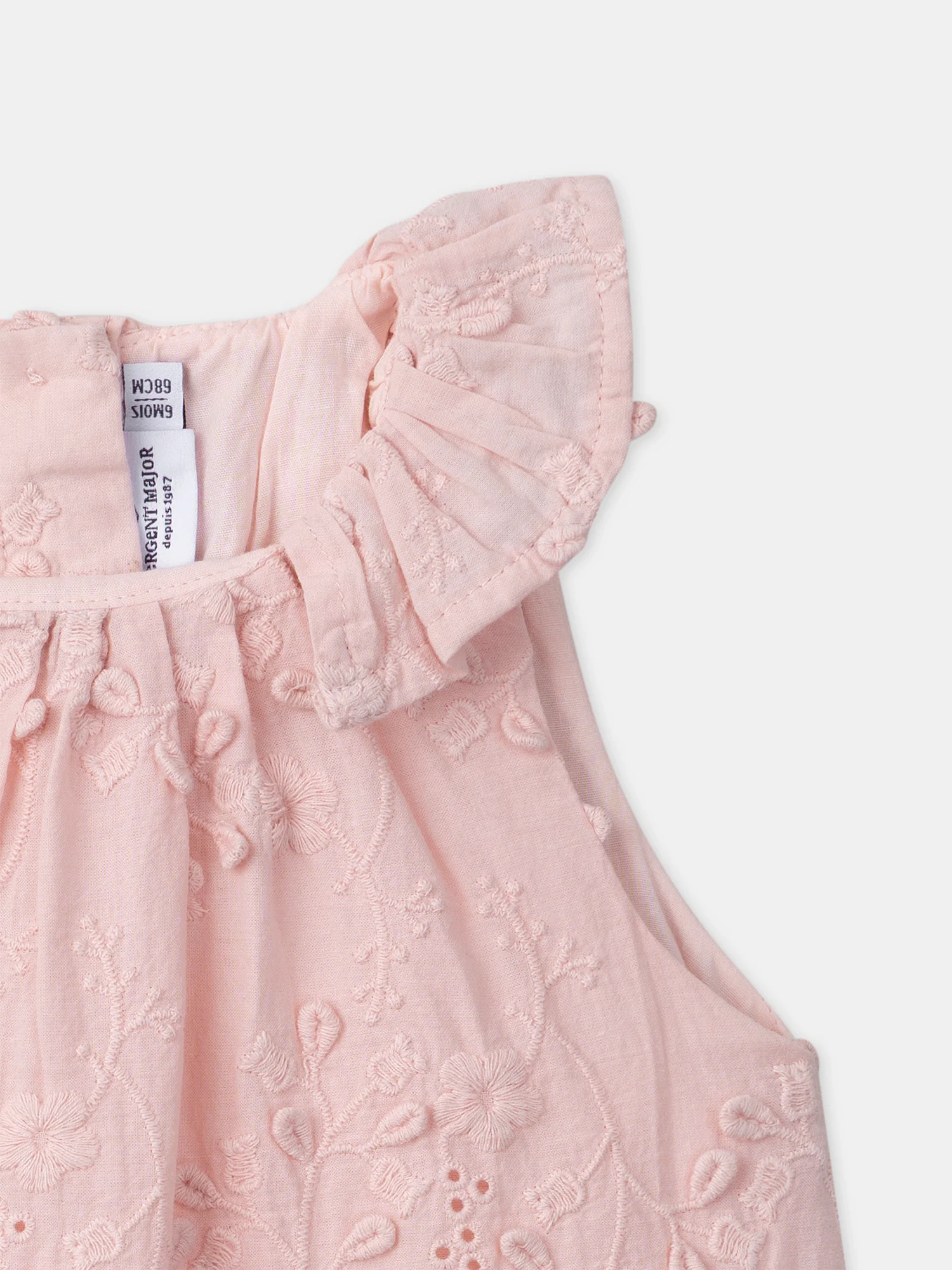 Robe rose à broderies fleurs Bébé Fille - Image 3