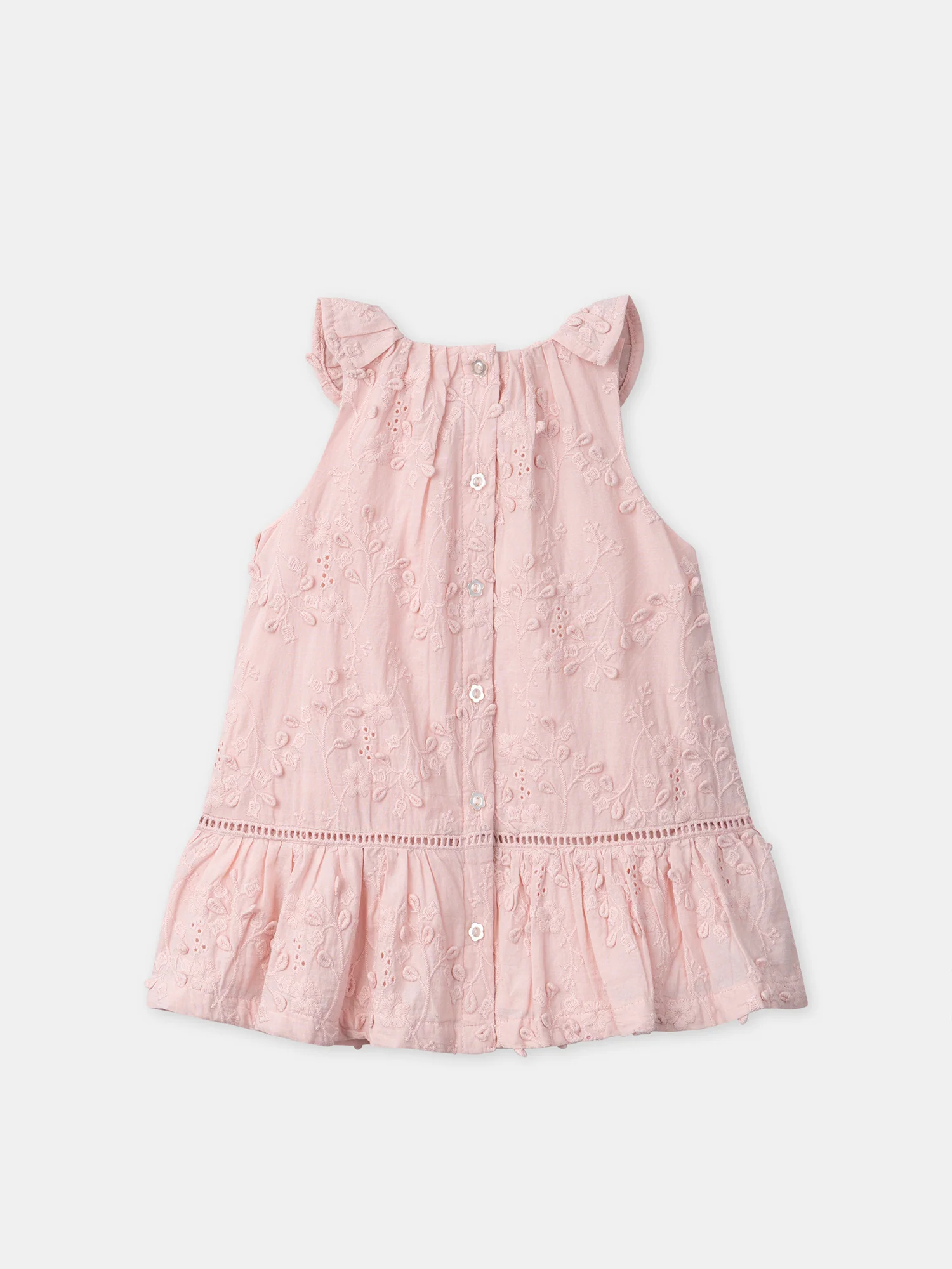 Robe rose à broderies fleurs Bébé Fille - Image 4
