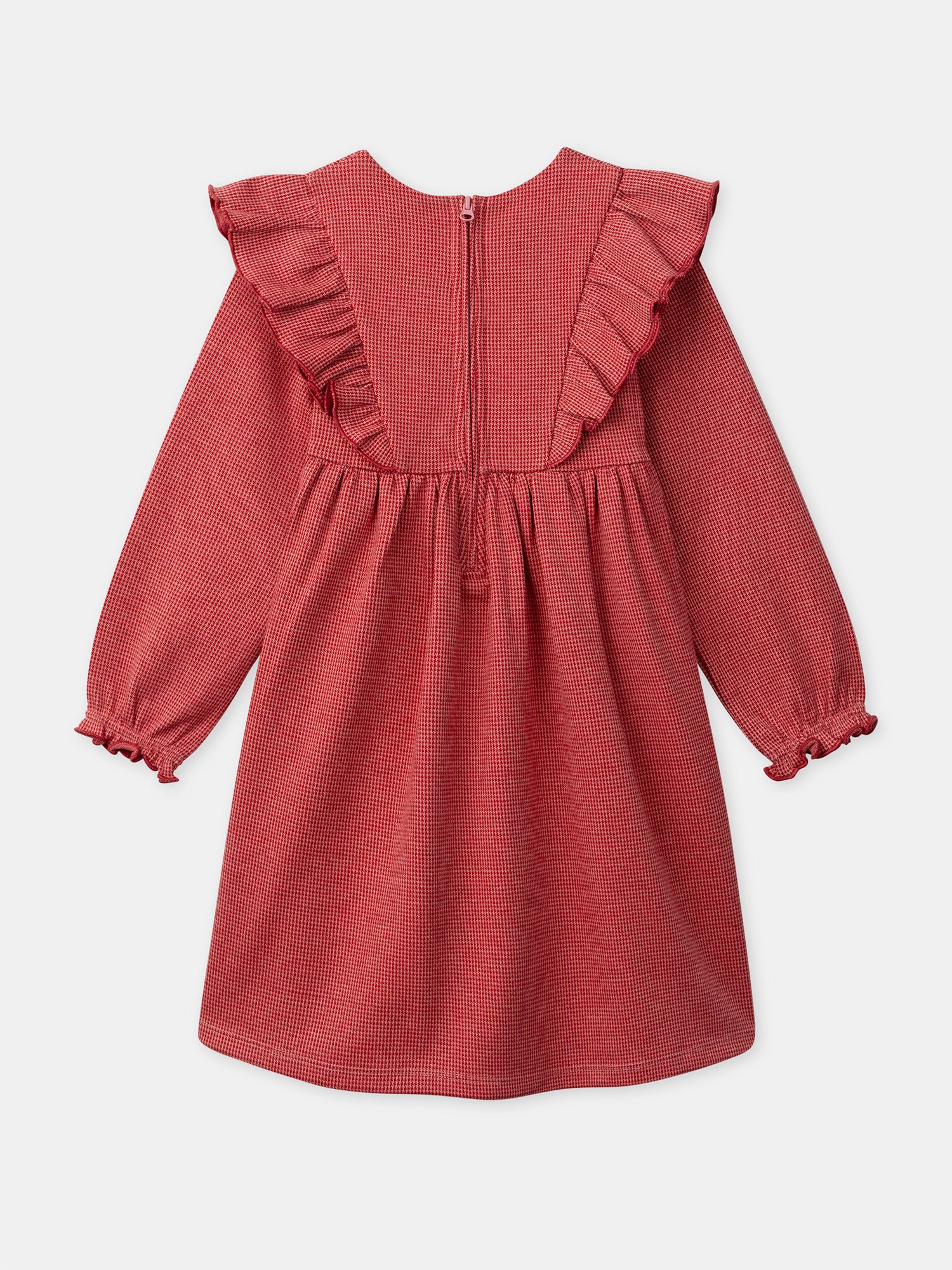 Robe rose à volants et broderies pommes Fille - Image 7