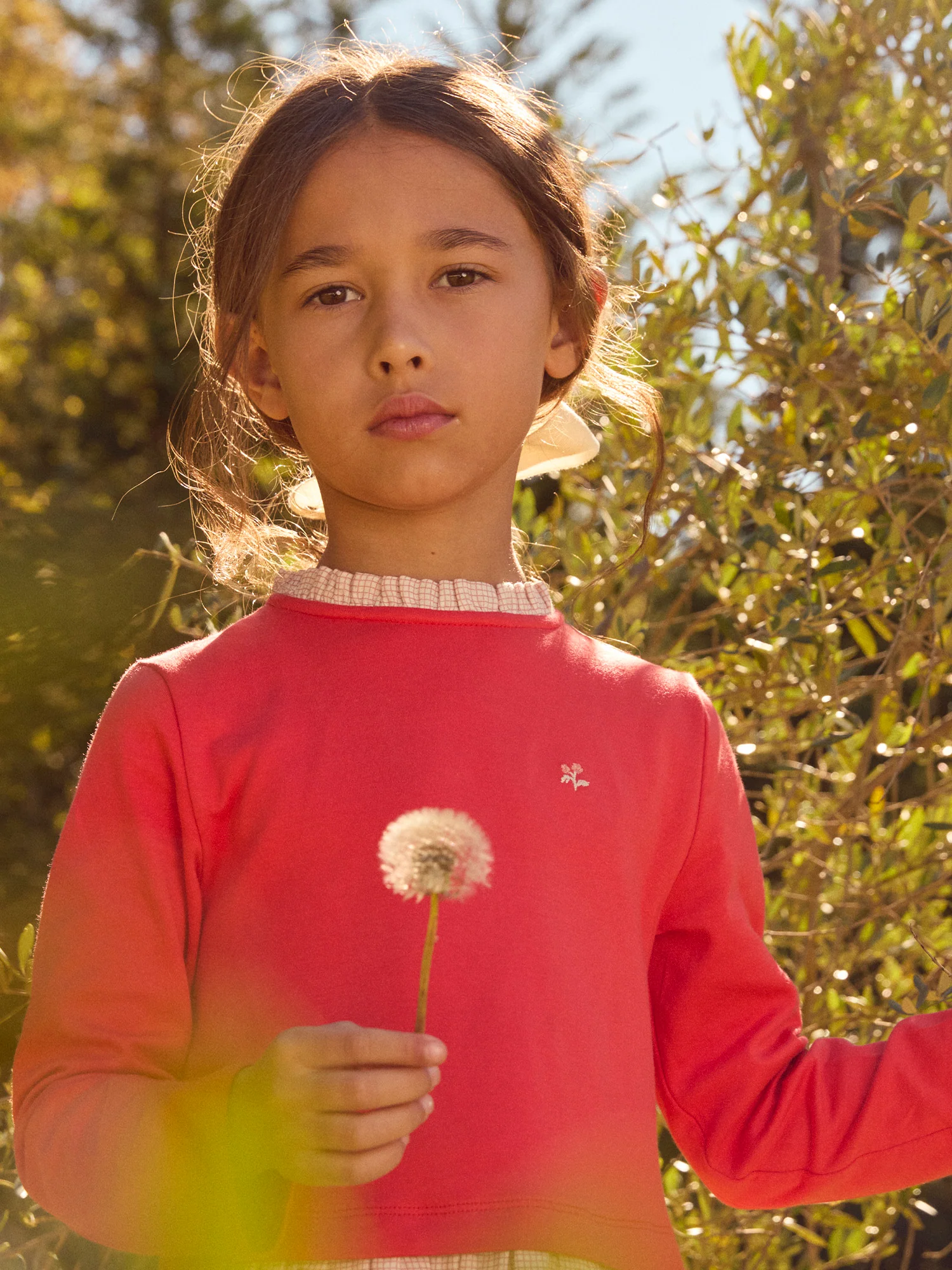 Robe bi-matière rose et à carreaux Fille - Image 3