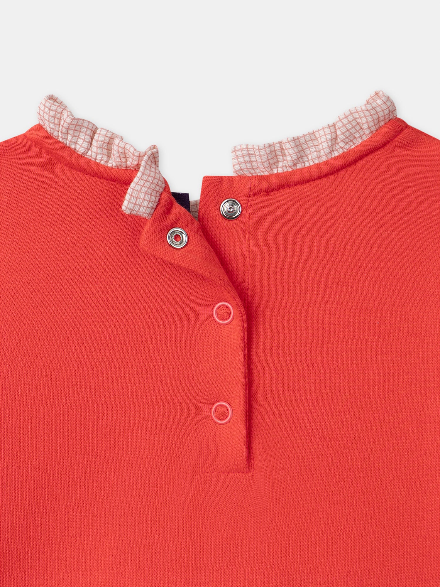 Robe bi-matière rose et à carreaux Fille - Image 7