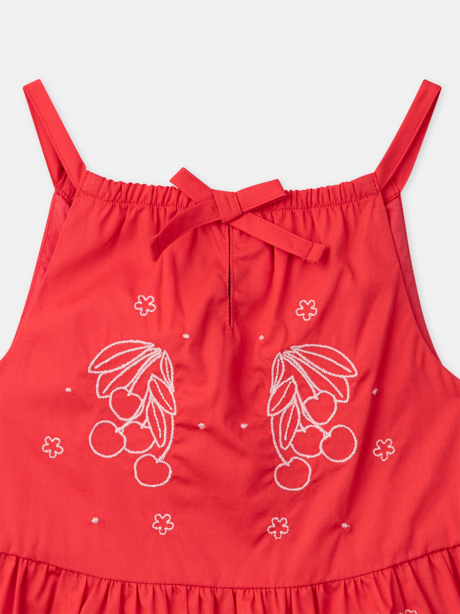 Robe rouge à broderies cerises Fille - Image 6