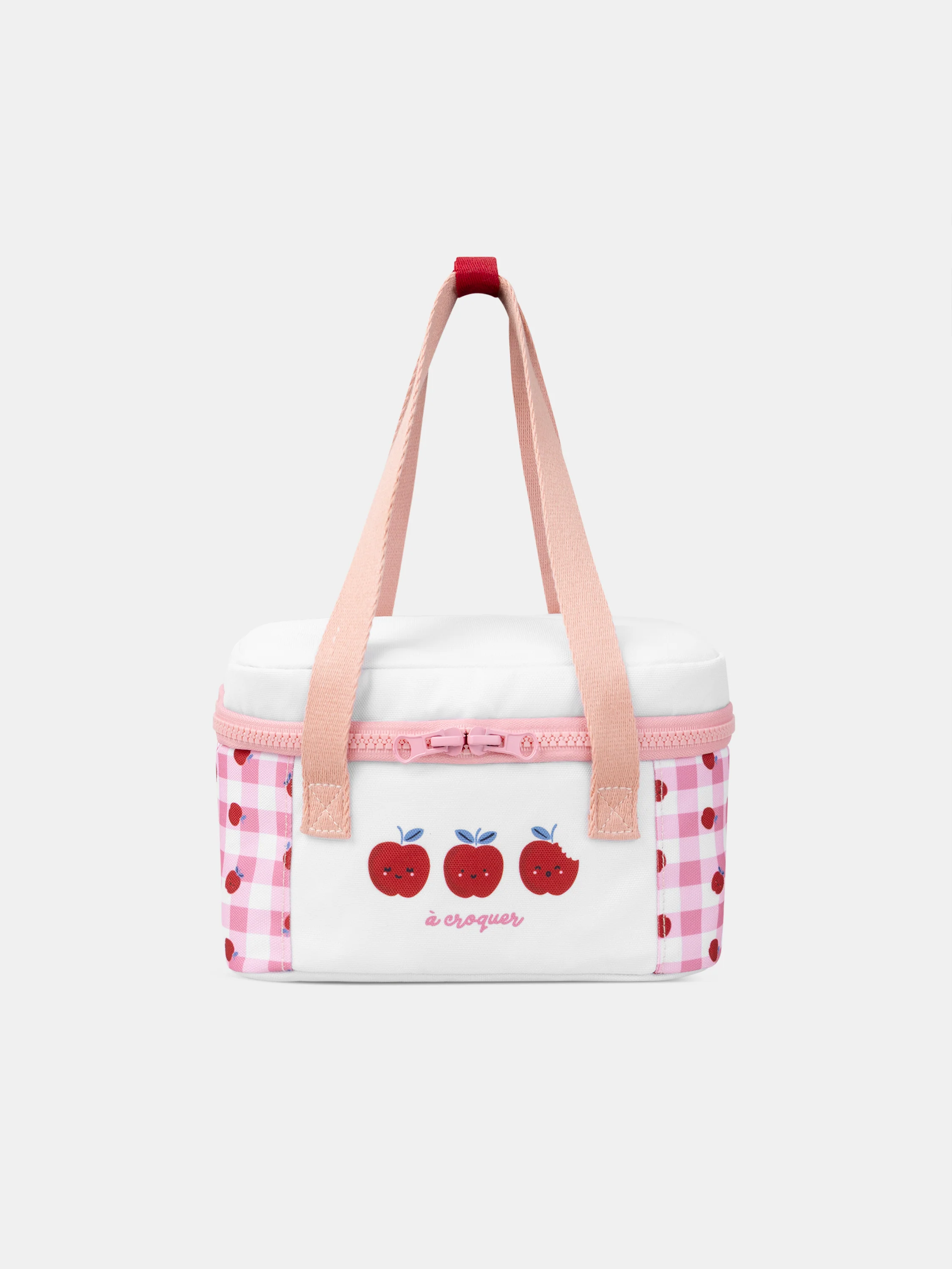 Sac à lunchbox rose et blanc imprimé pommes Bébé Fille - Image 4