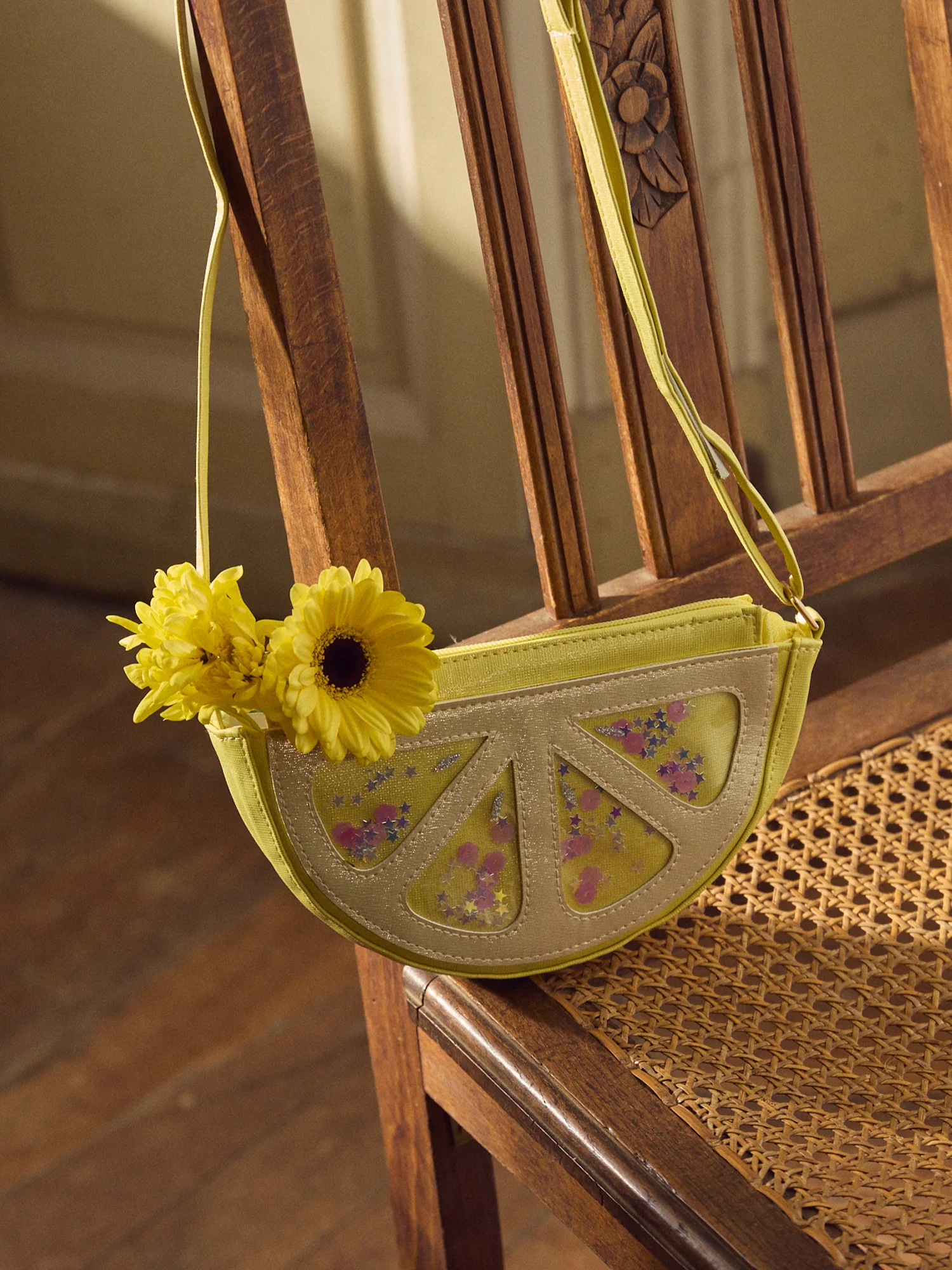 Sac citron à sequins