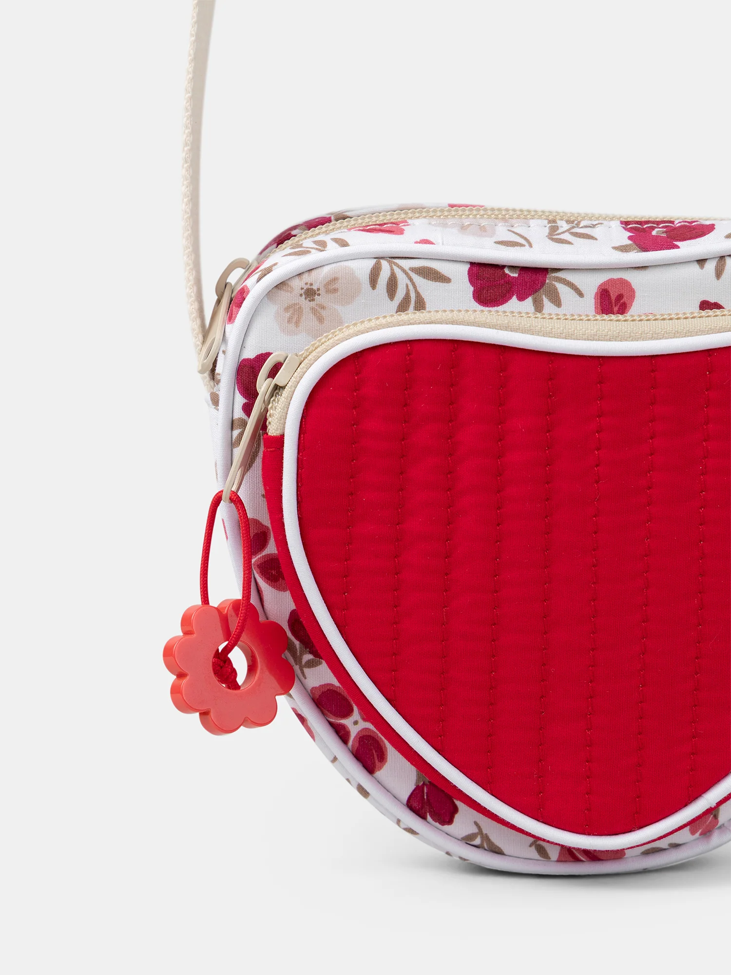 Sac coeur rouge et imprimé fleuri à bandoulière Fille - Image 3
