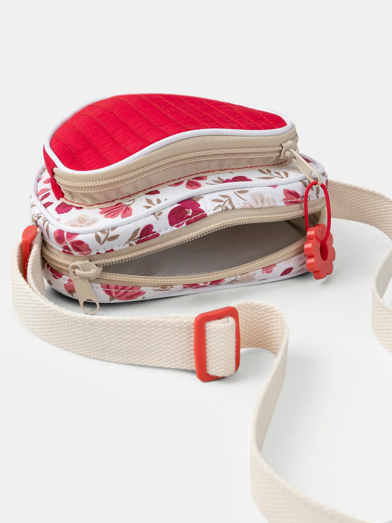 Sac coeur rouge et imprimé fleuri à bandoulière Fille - Image 4