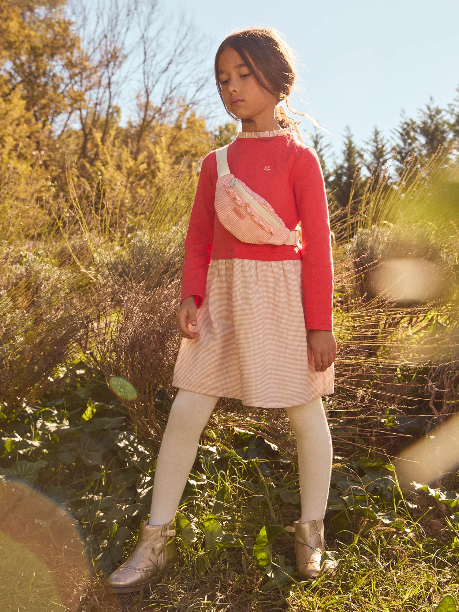 Sac banane à carreaux rose Fille - Image 3