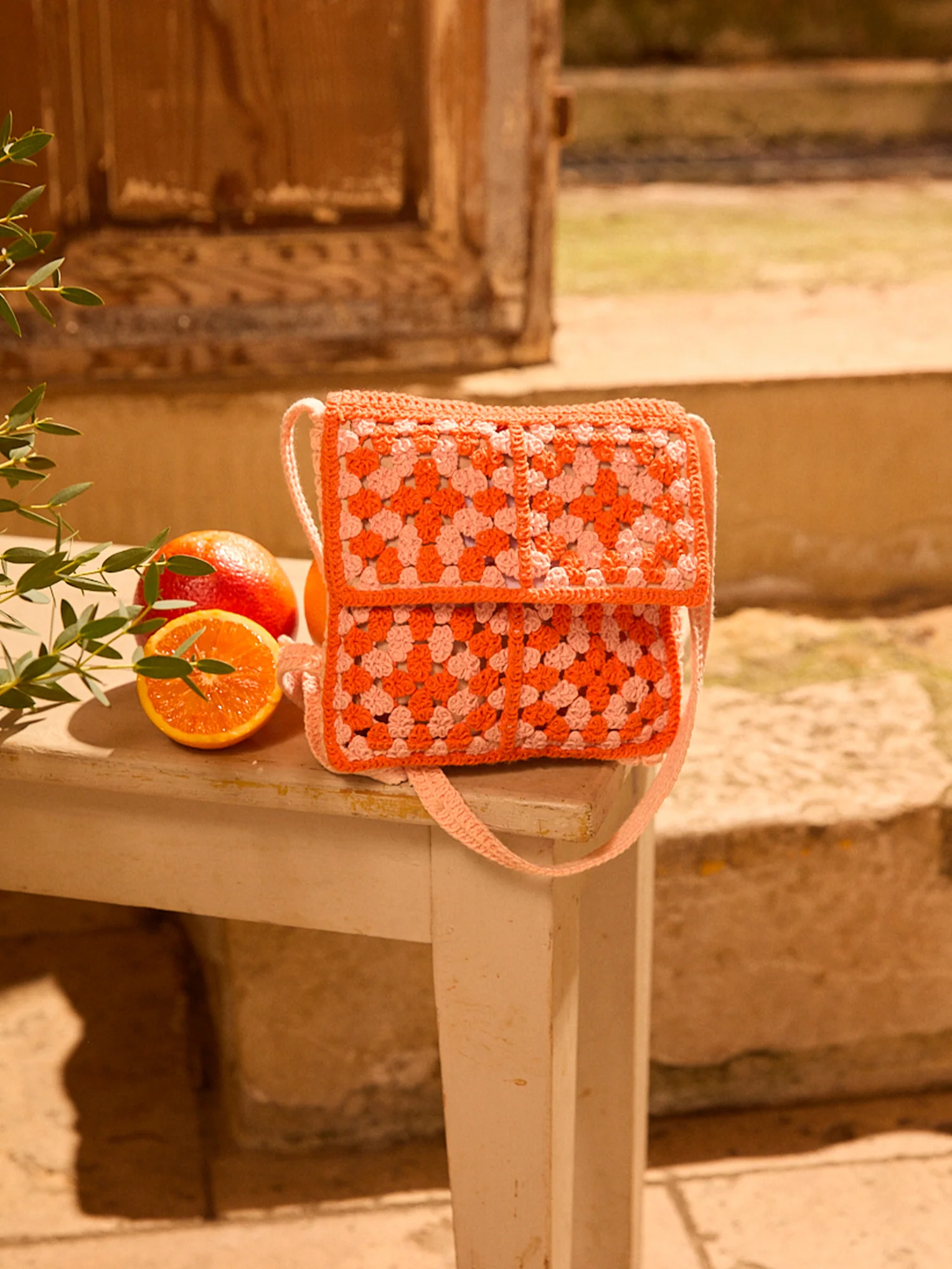 Sac orange en crochet - Image 2