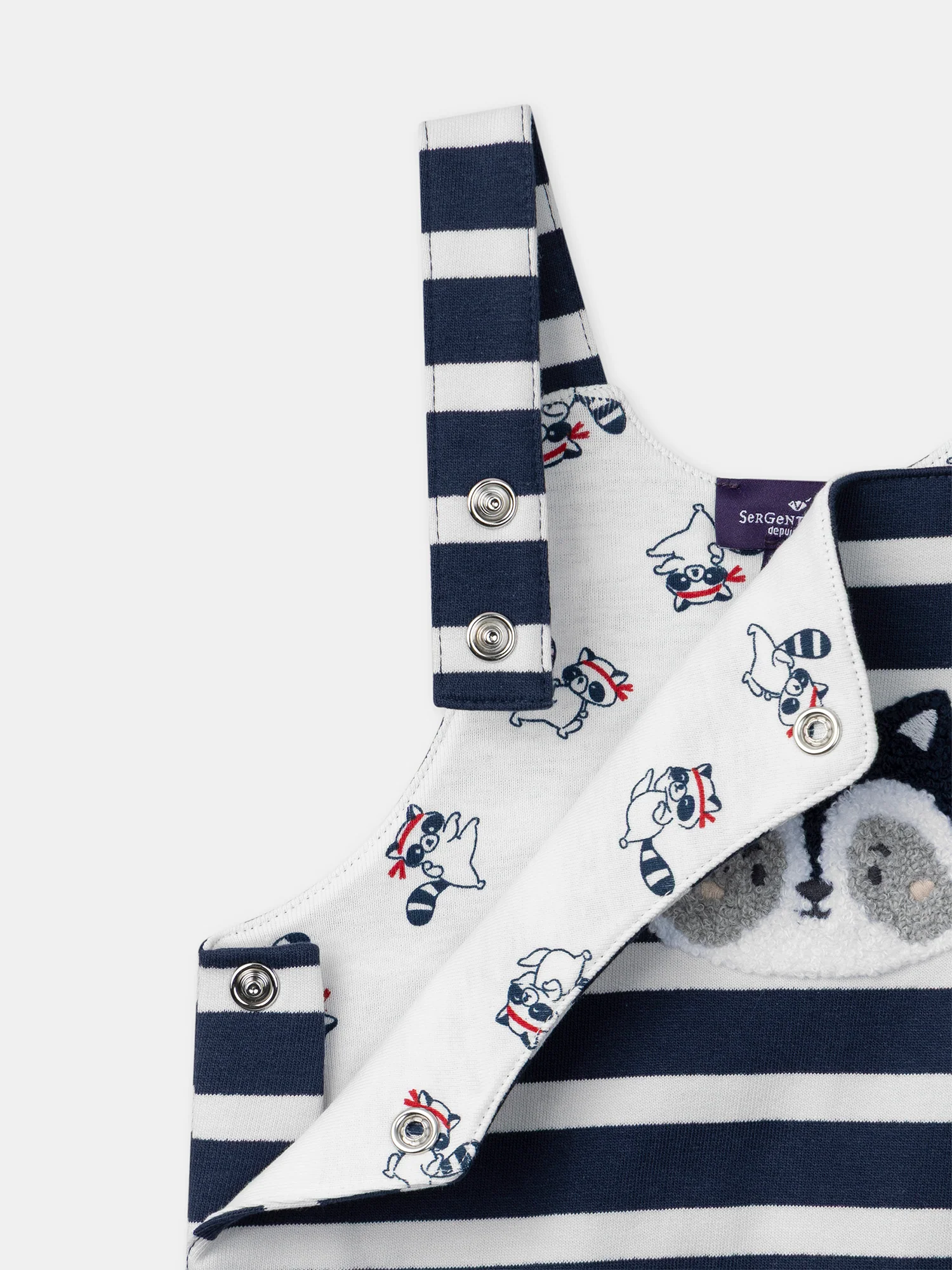 Salopette à rayures bleu marine et patch raton laveur Bébé Garçon - Image 3