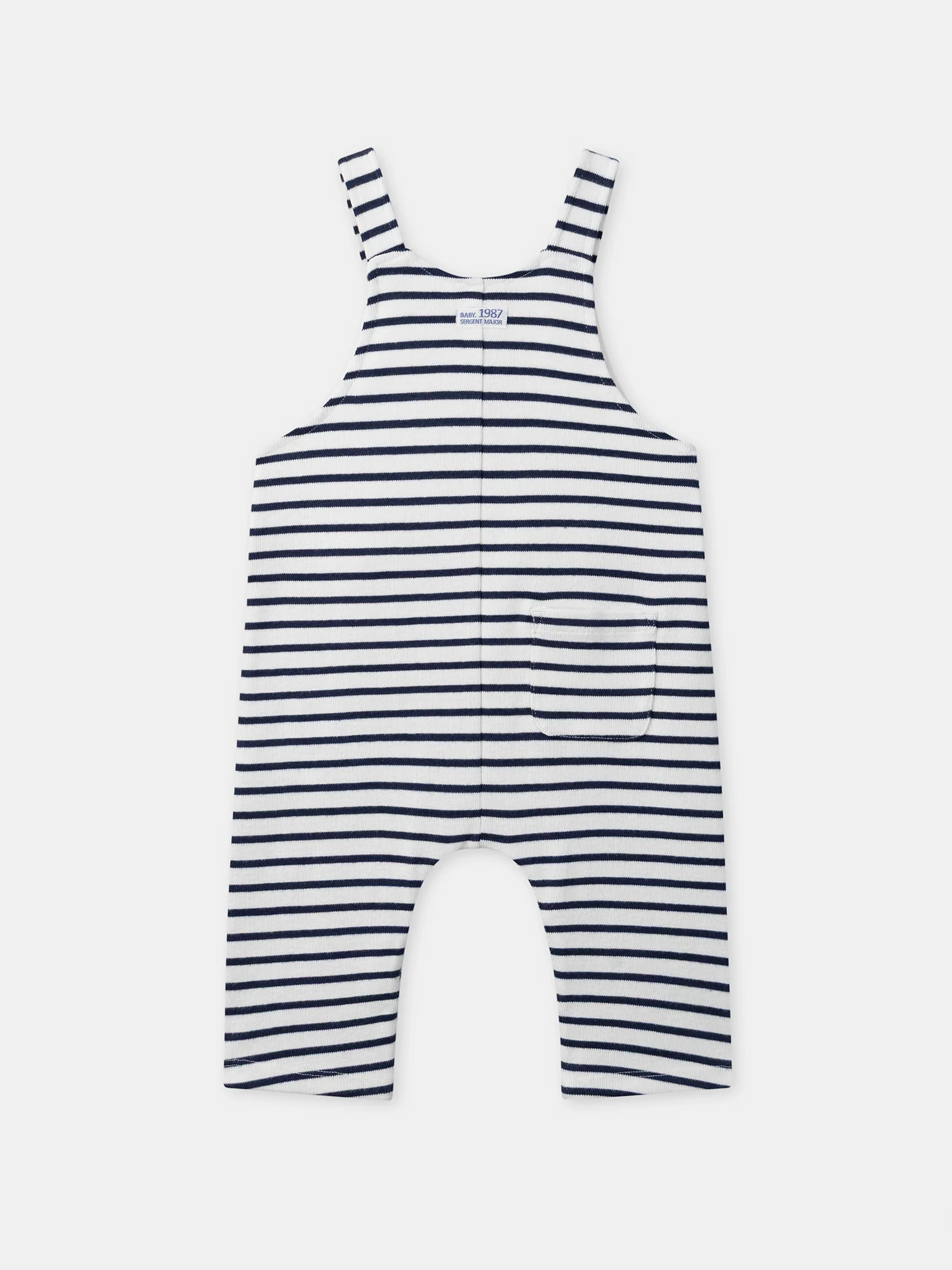 Salopette à rayures bleues marines et écrues Bébé Mixte - Image 6
