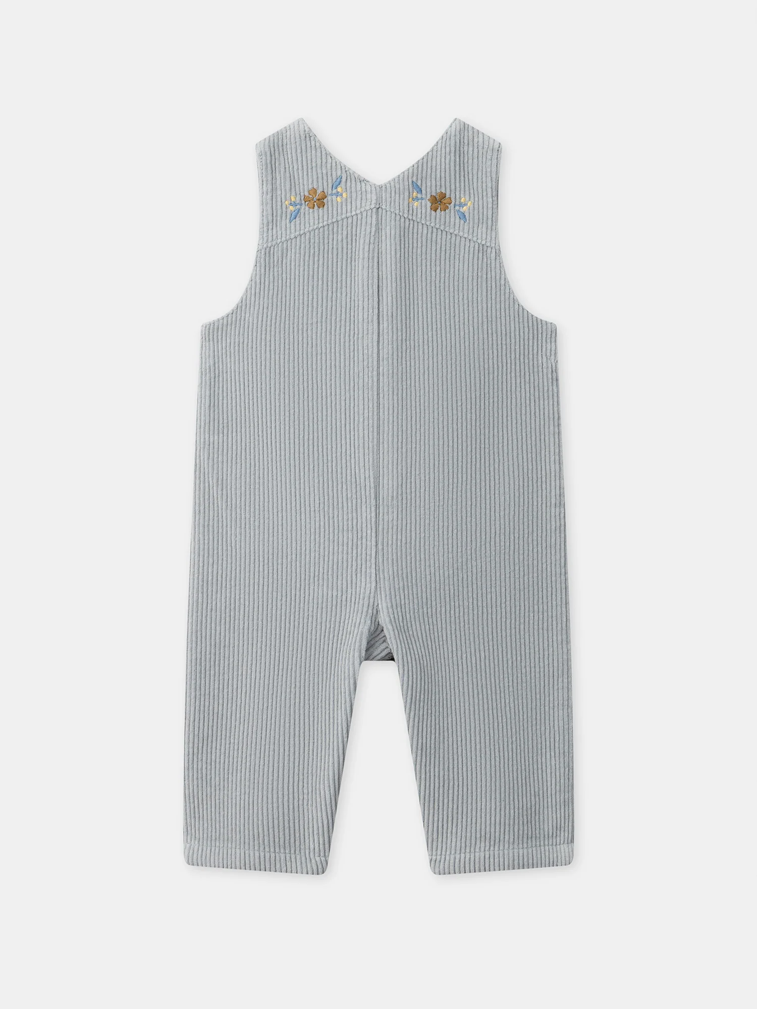 Salopette bleue grisé en velours Bébé Fille - Image 6
