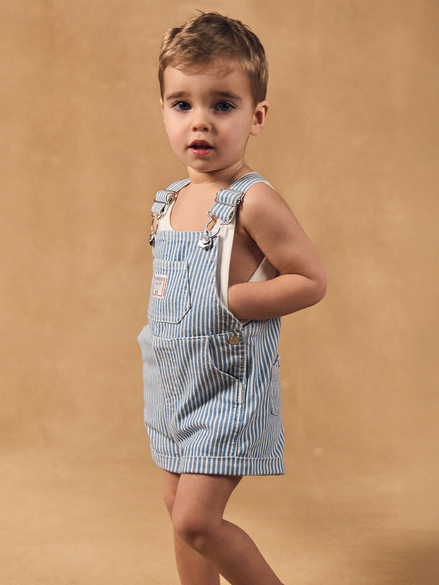 Salopette courte à rayures denim Bébé Garçon - Image 2