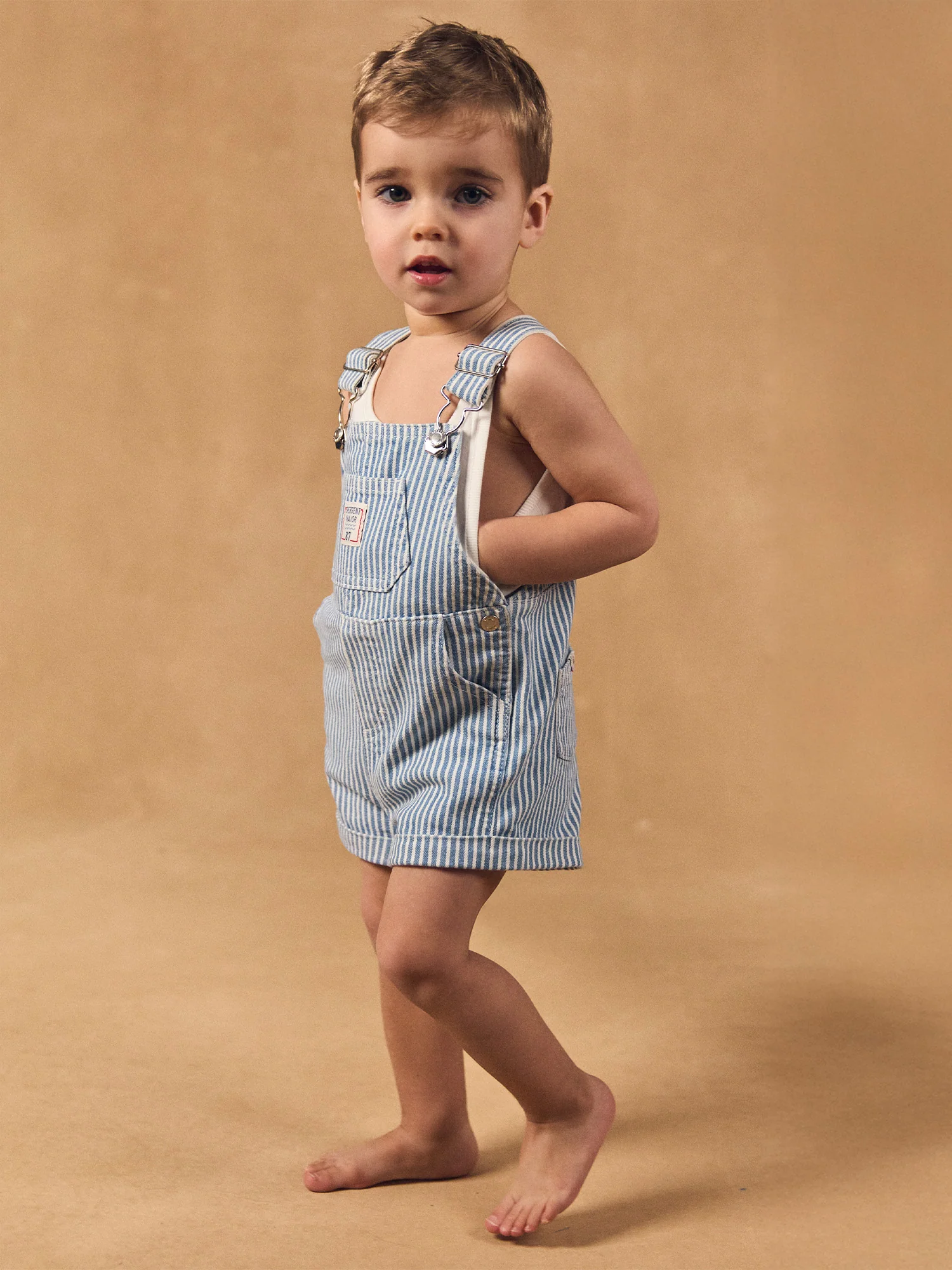 Salopette courte à rayures denim Bébé Garçon - Image 5