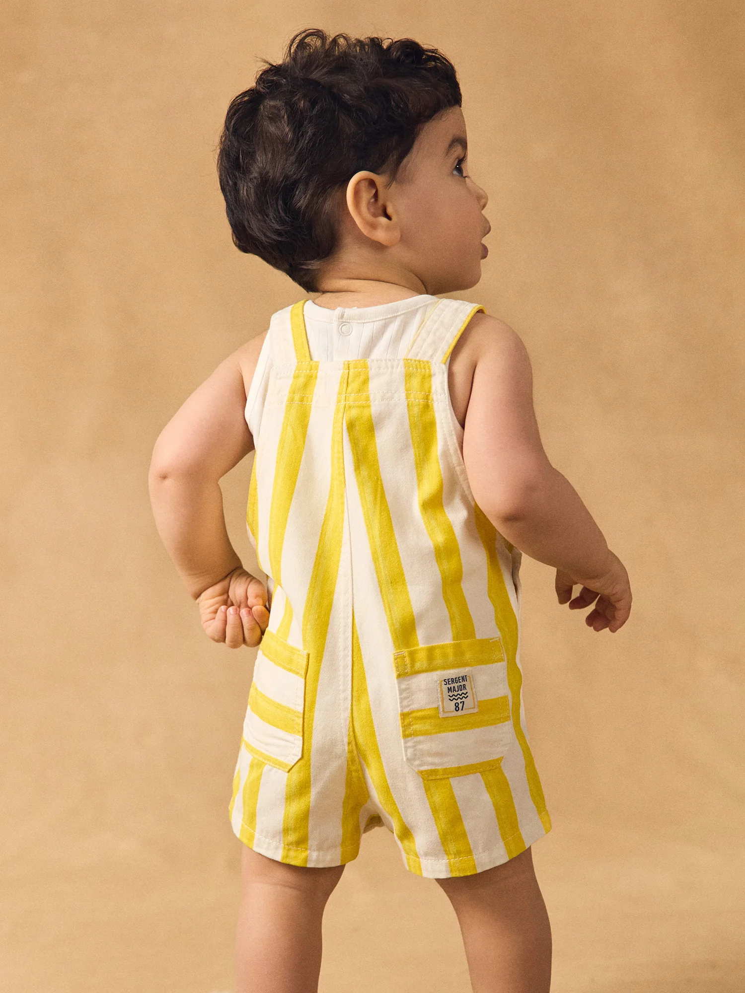 Salopette courte à rayures jaunes Bébé Mixte - Image 6