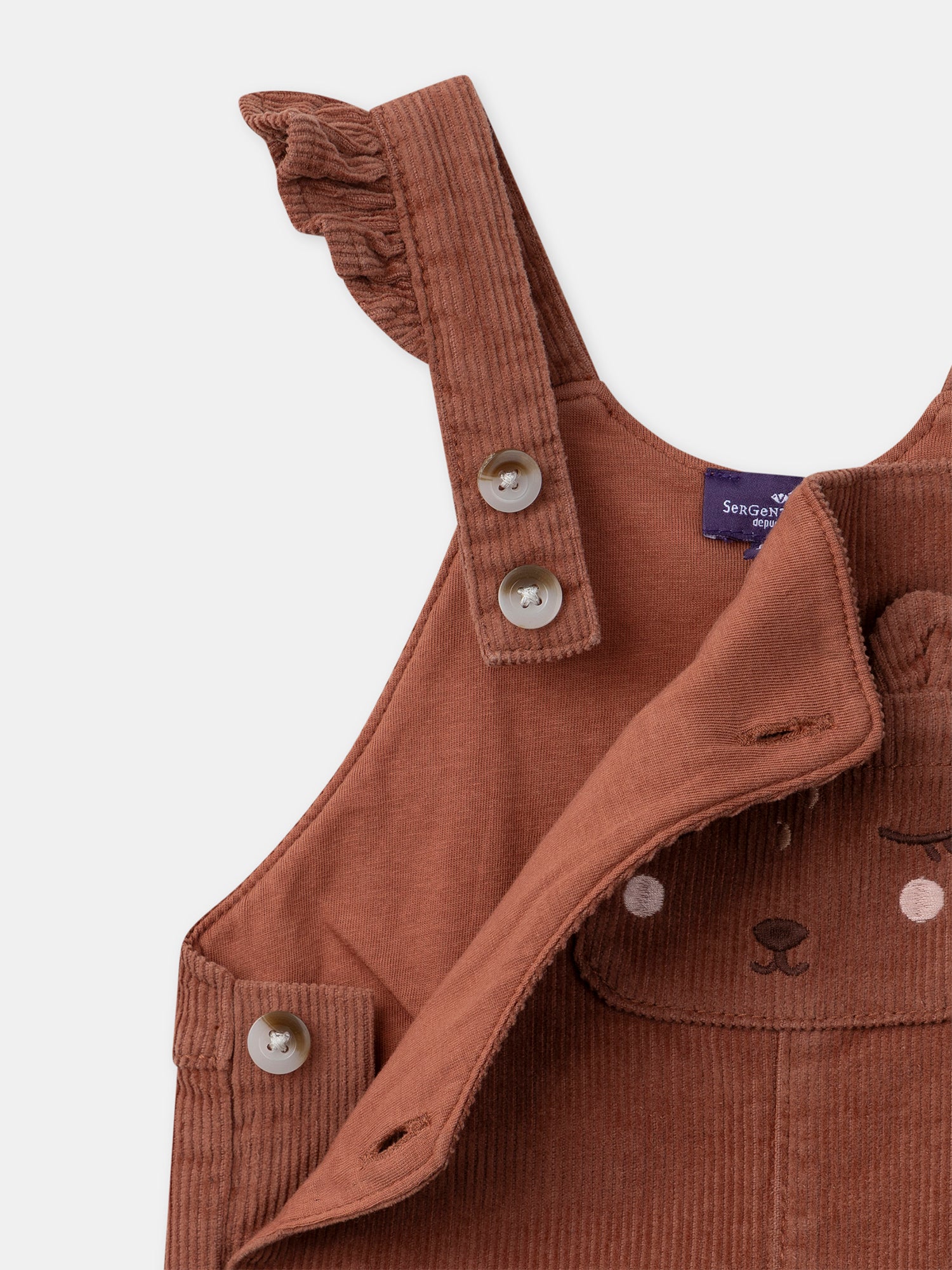 Salopette marron foncé en velours Bébé Fille - Image 3