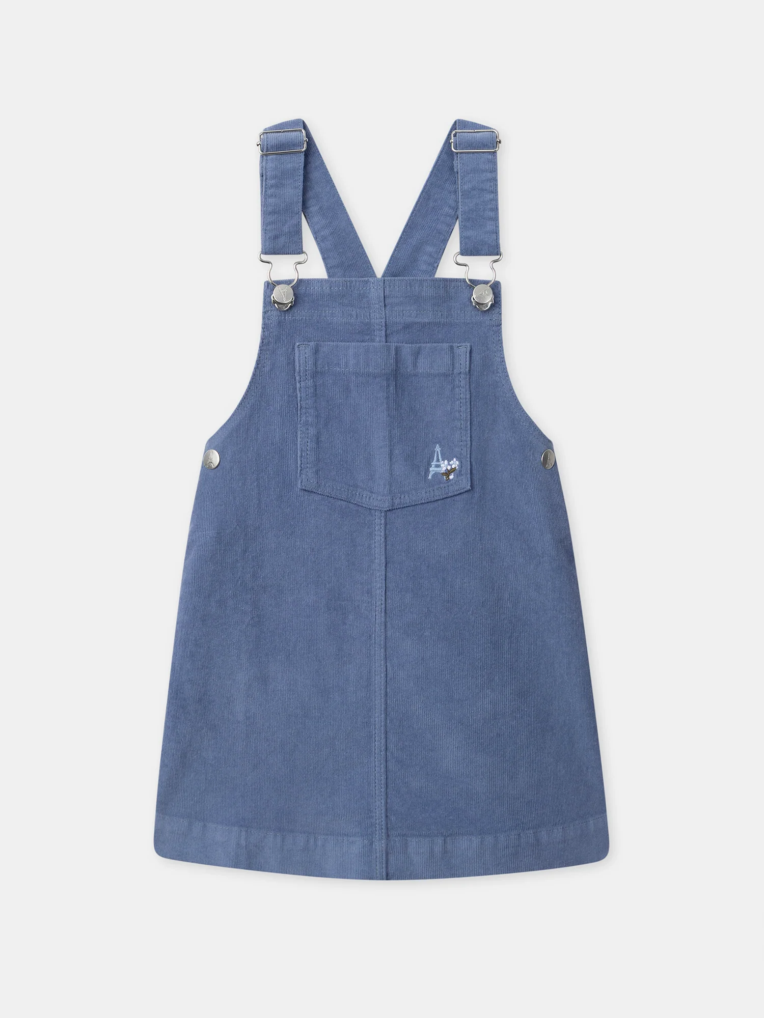 Salopette robe bleue en velours Fille