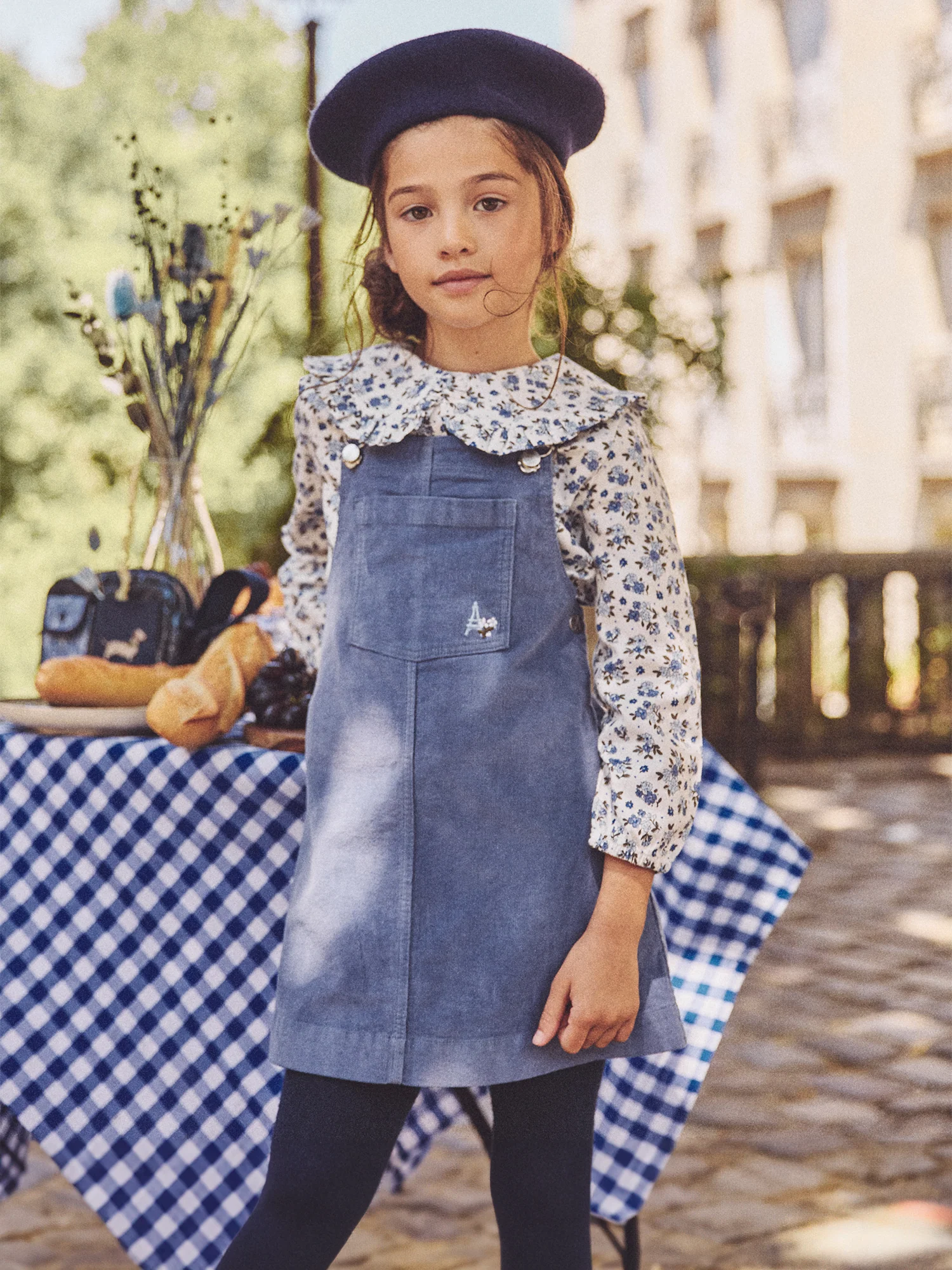 Salopette robe bleue en velours Fille - Image 2