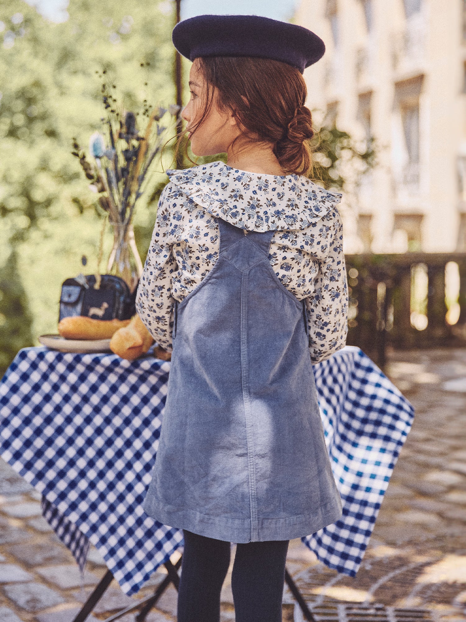Salopette robe bleue en velours Fille - Image 4