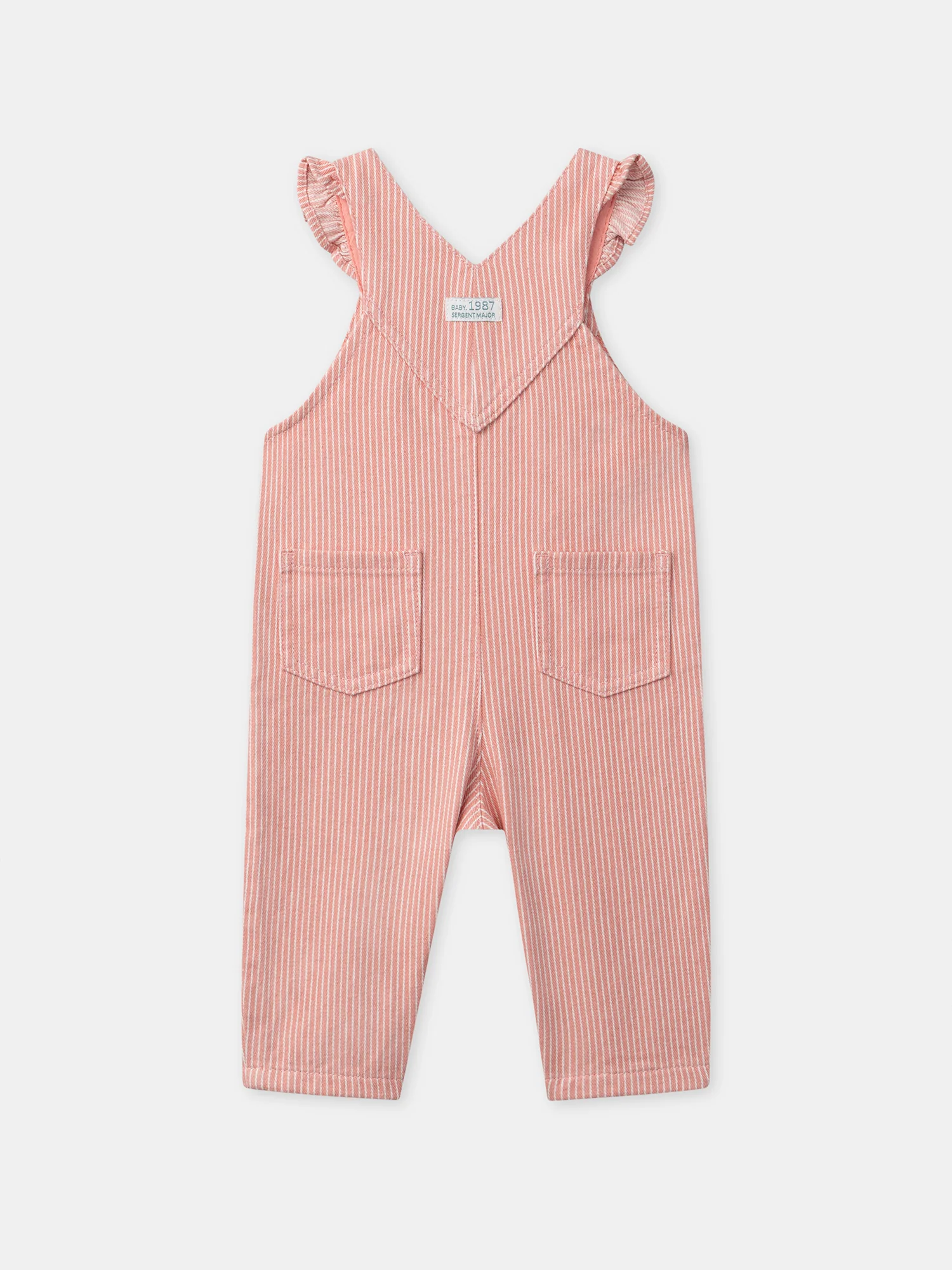 Salopette rayée corail et écru à patch cœur Bébé Fille - Image 10