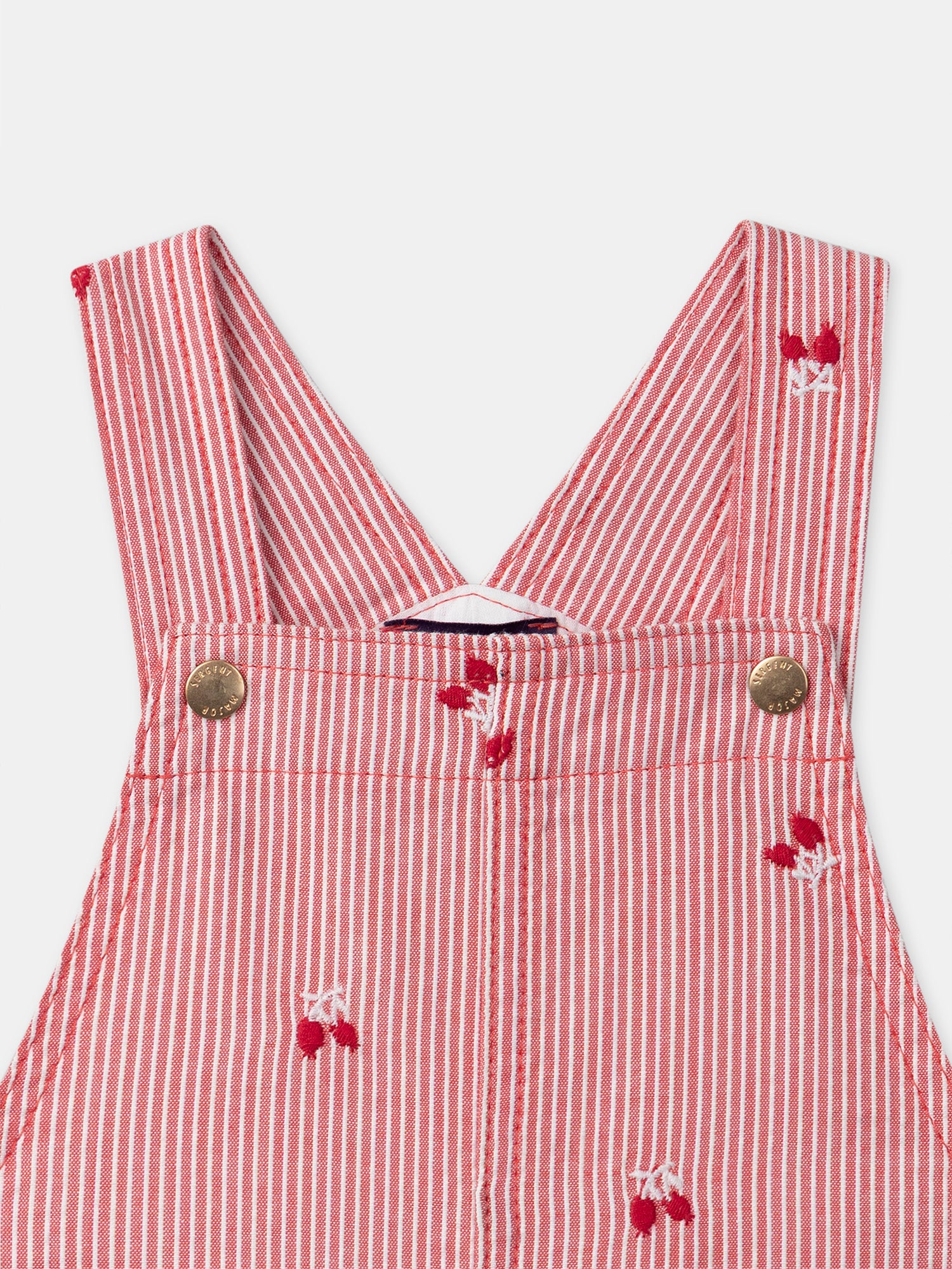 Salopette à rayures rouges et broderies baies Bébé Fille - Image 5