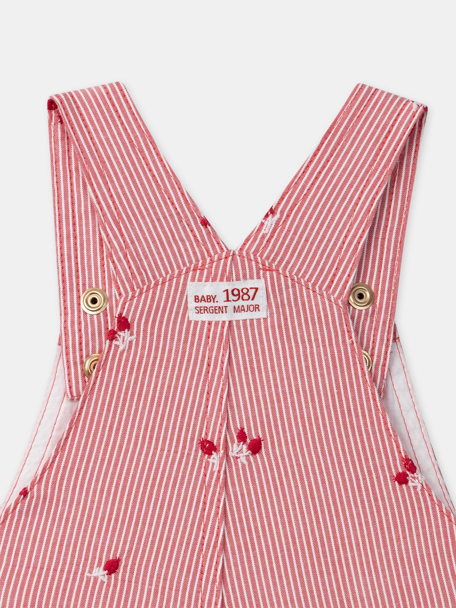 Salopette à rayures rouges et broderies baies Bébé Fille - Image 8