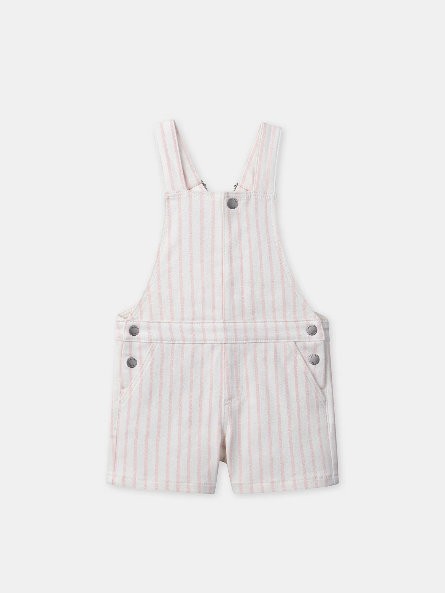 Salopette short à rayures roses Fille
