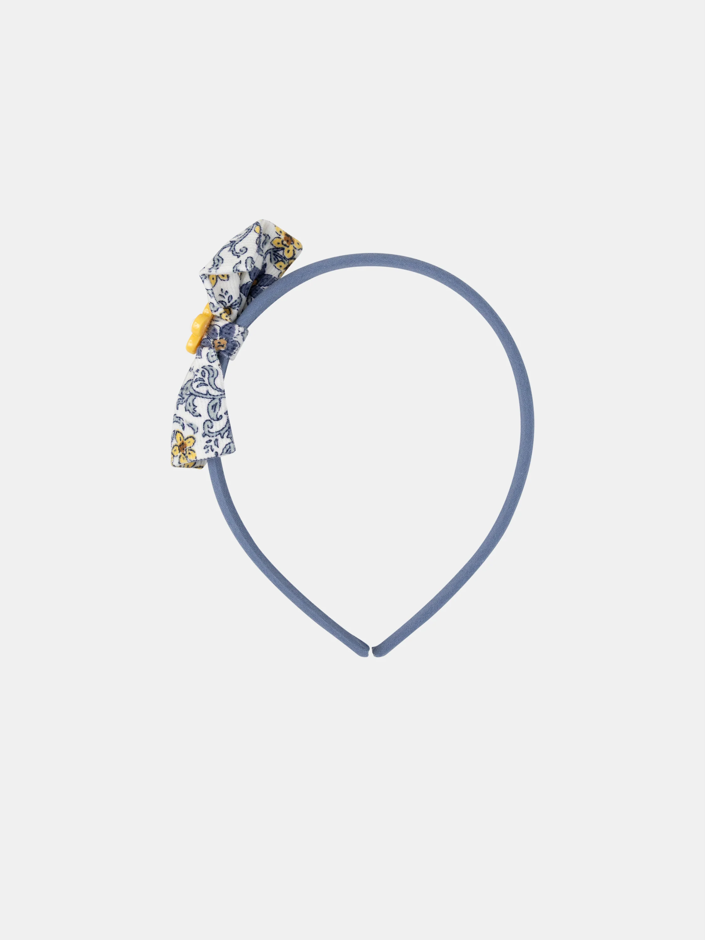 Serre-tĂȘte bleu Ă noeud imprimĂ© fleuri avec fleur Fille