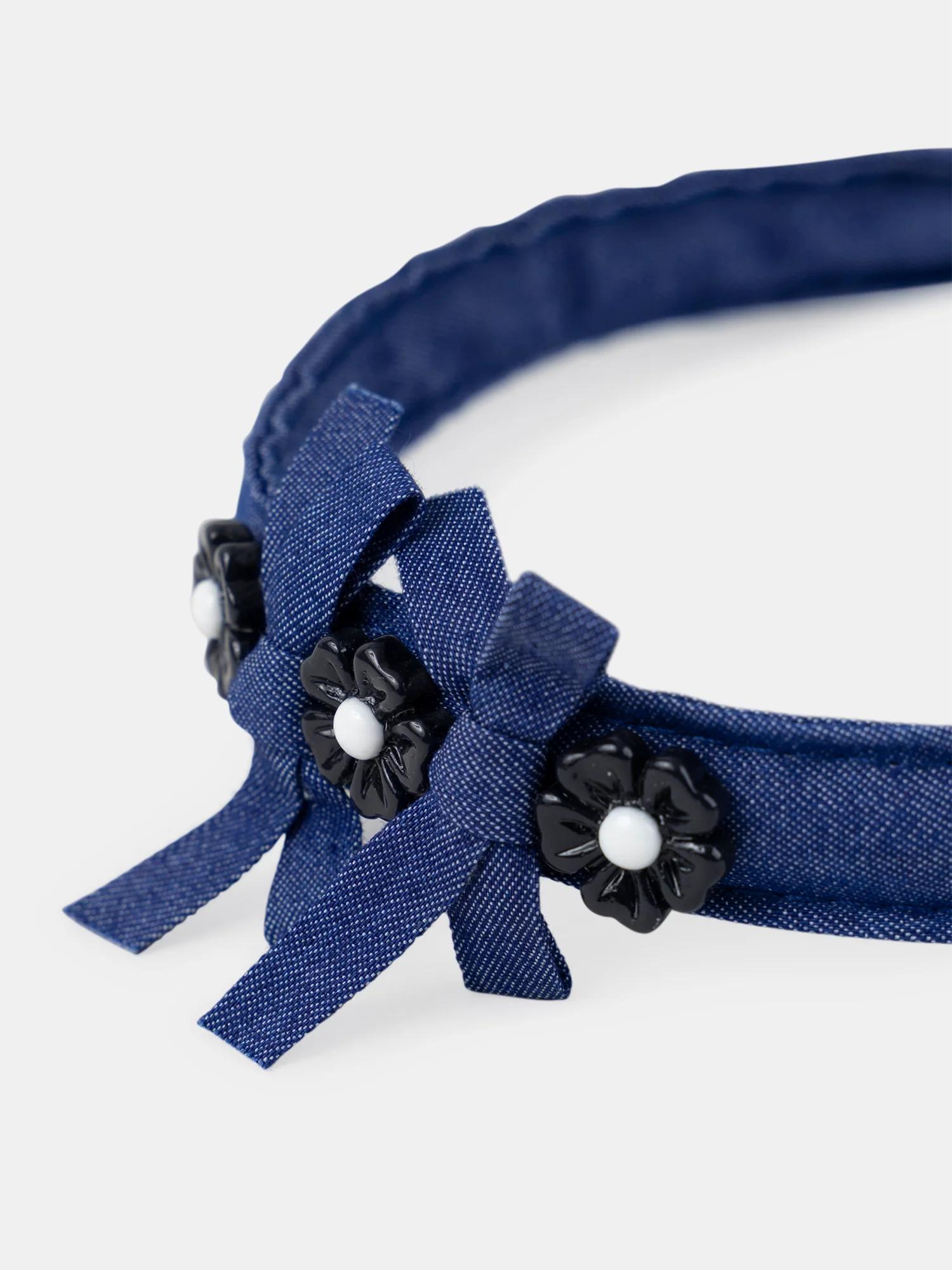 Serre-tête denim fleurs - Image 2