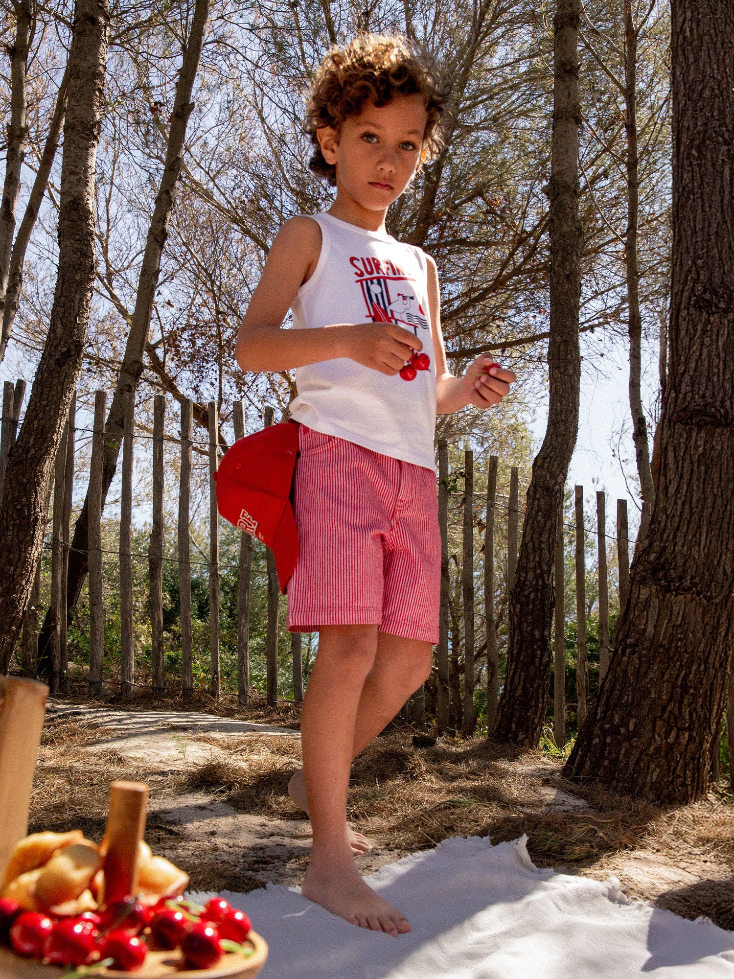 Short à rayures rouges Garçon - Image 4