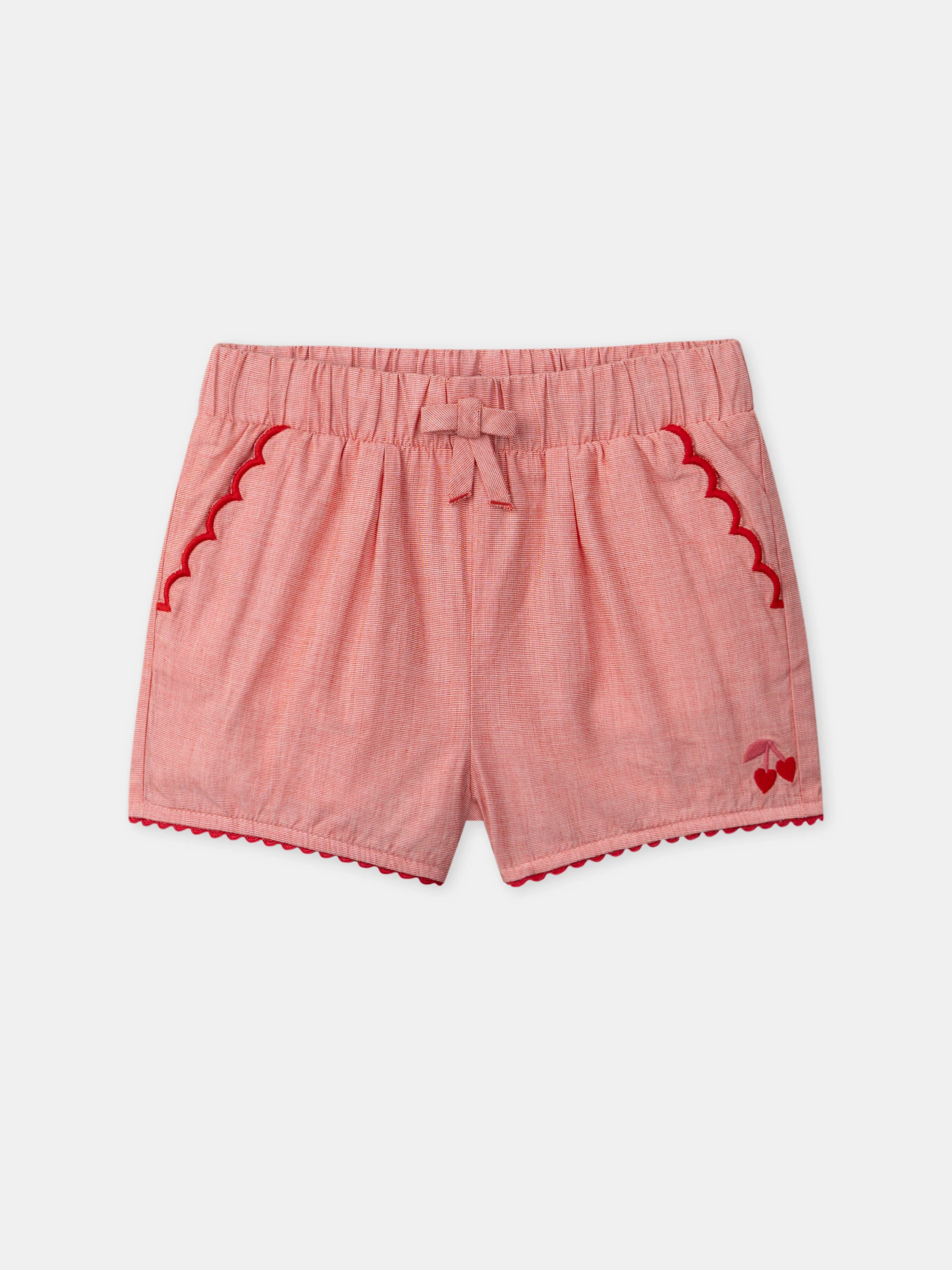 Short chambray rouge