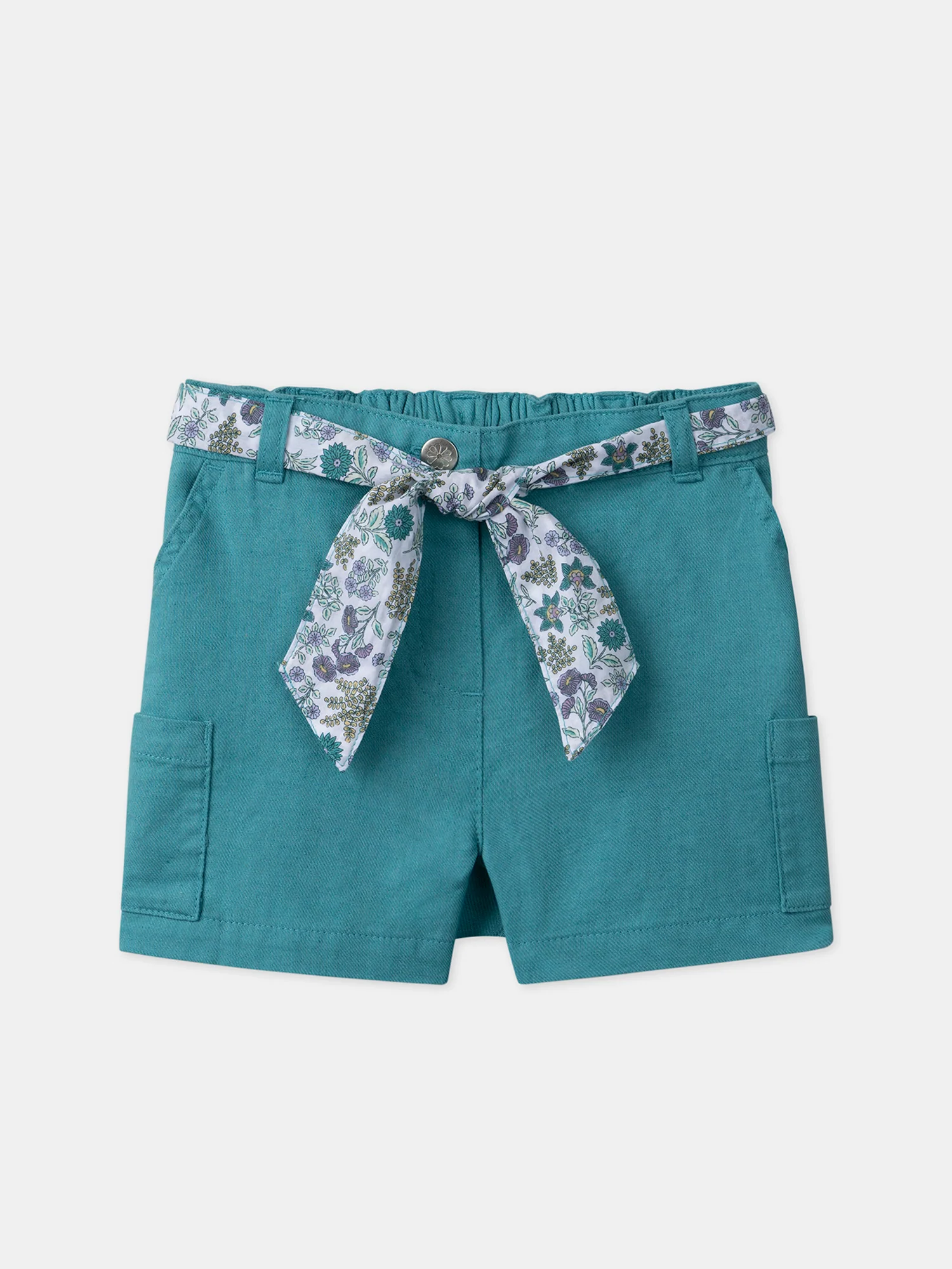 Short coton lin ceinture