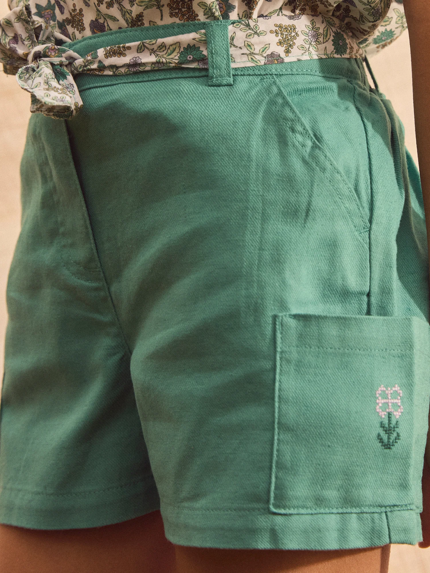 Short coton lin ceinture - Image 4