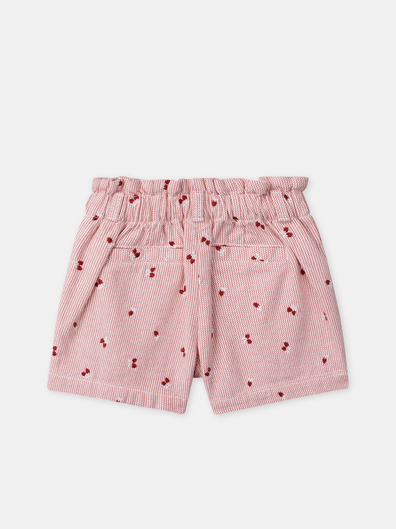 Short à rayures rouges et broderies baies Fille - Image 5