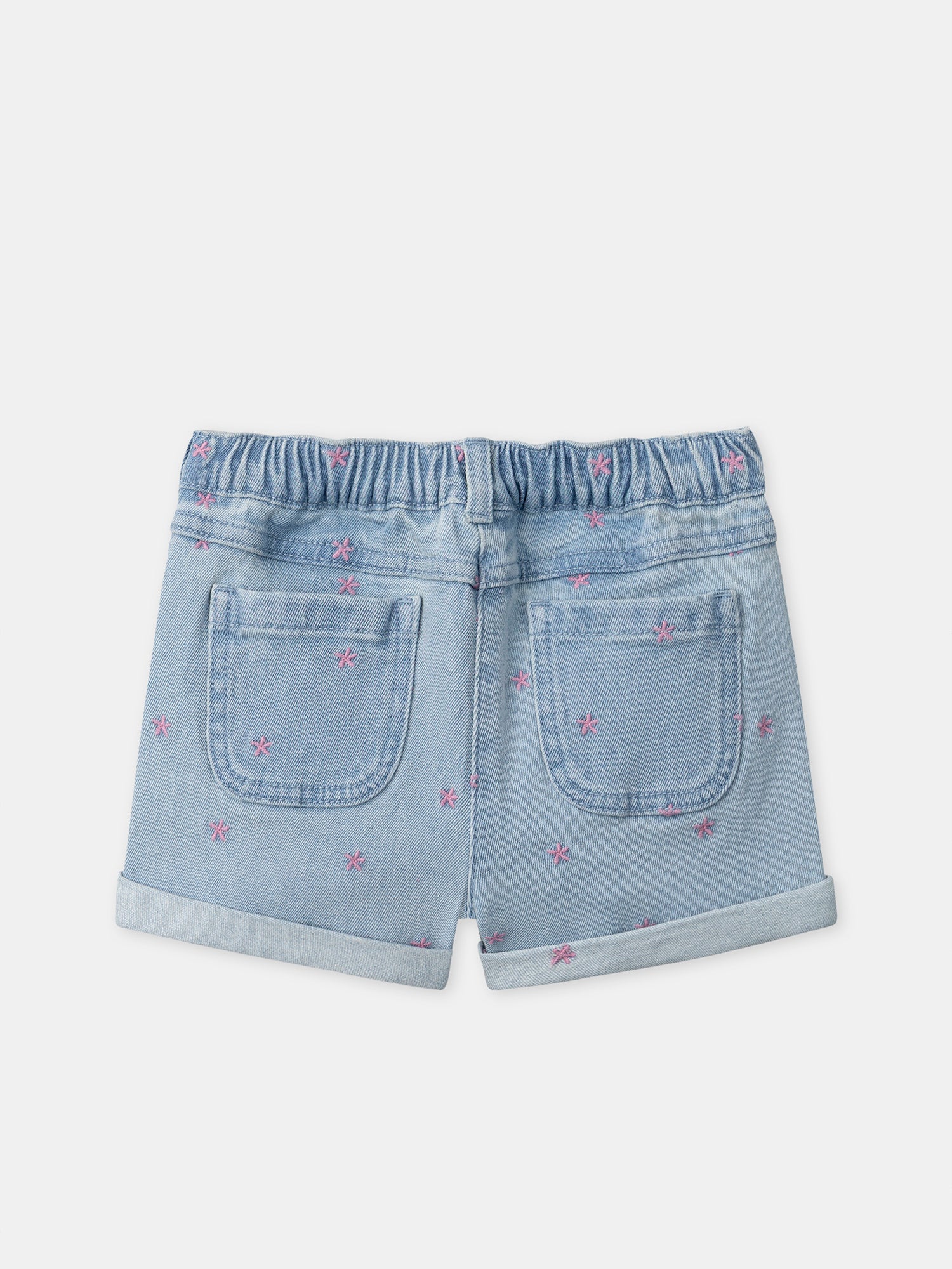 Short denim à broderies fleurs Fille - Image 7