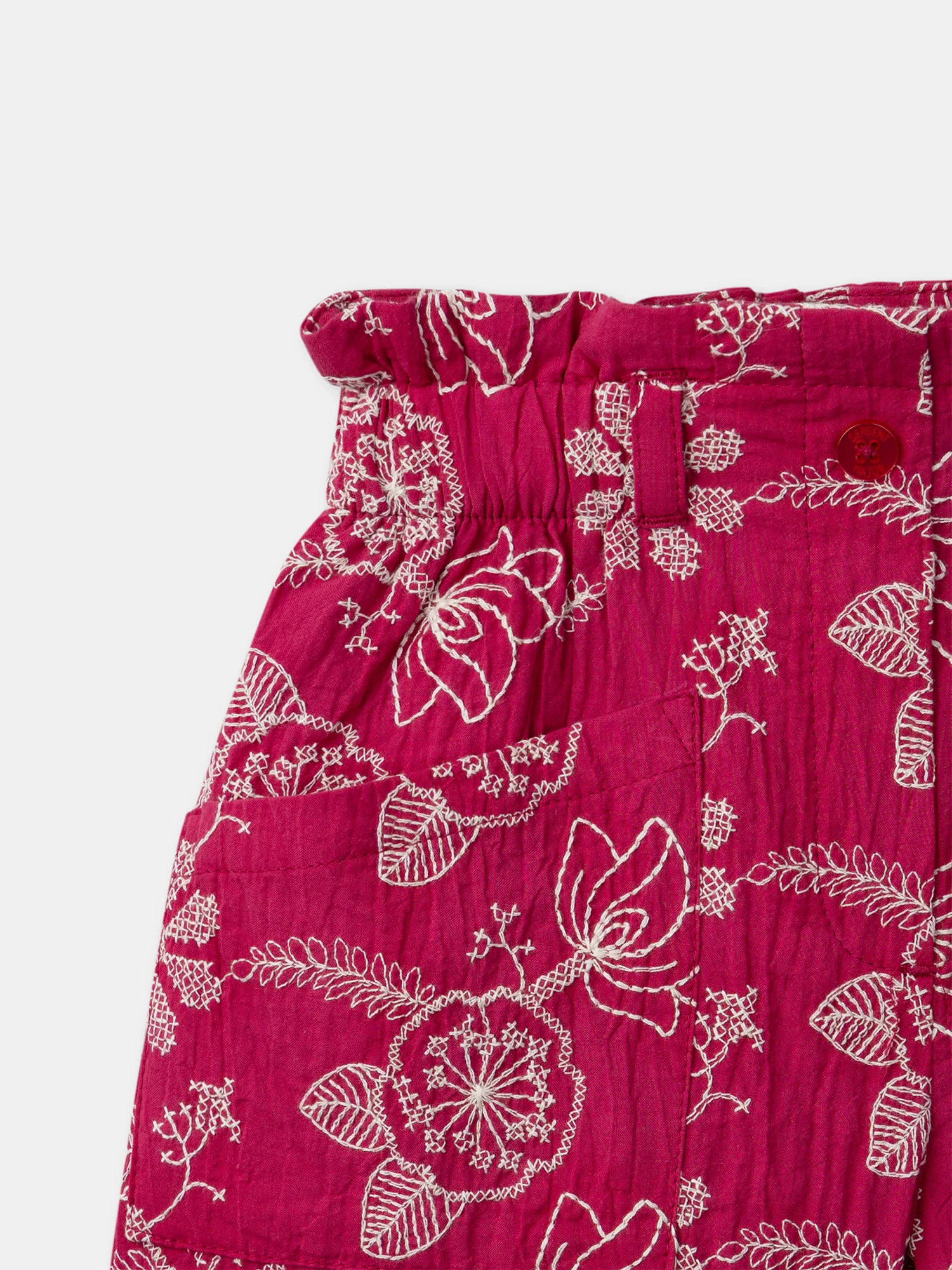 Short fuchsia à broderies fleurs Fille - Image 5