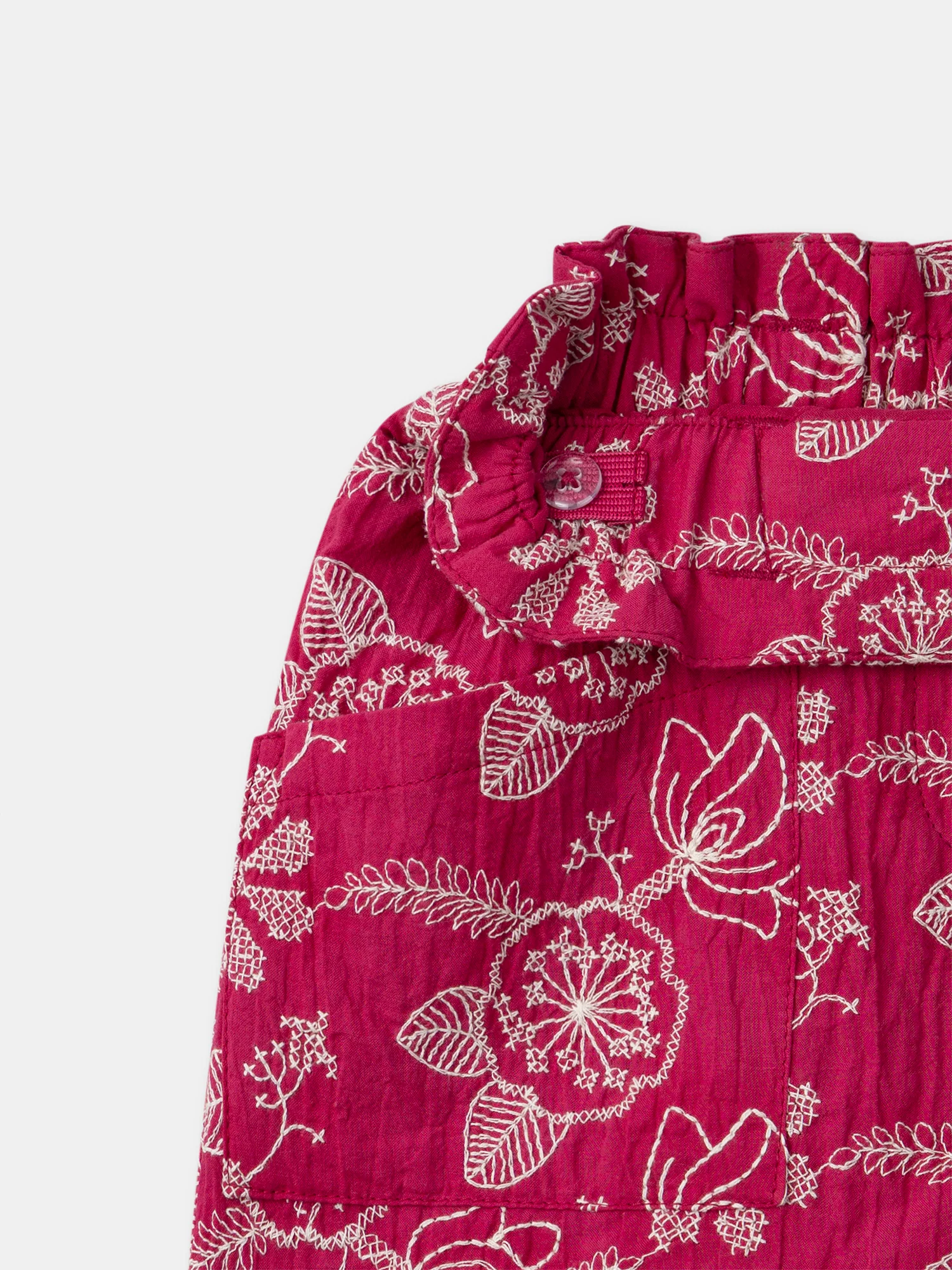 Short fuchsia à broderies fleurs Fille - Image 6