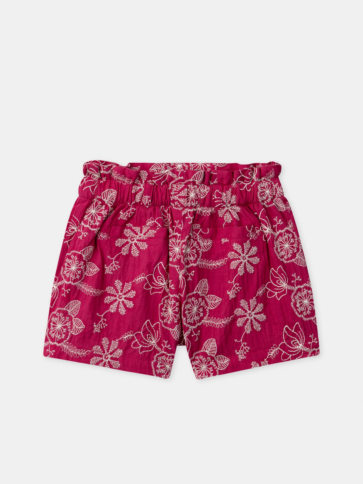 Short fuchsia à broderies fleurs Fille - Image 7