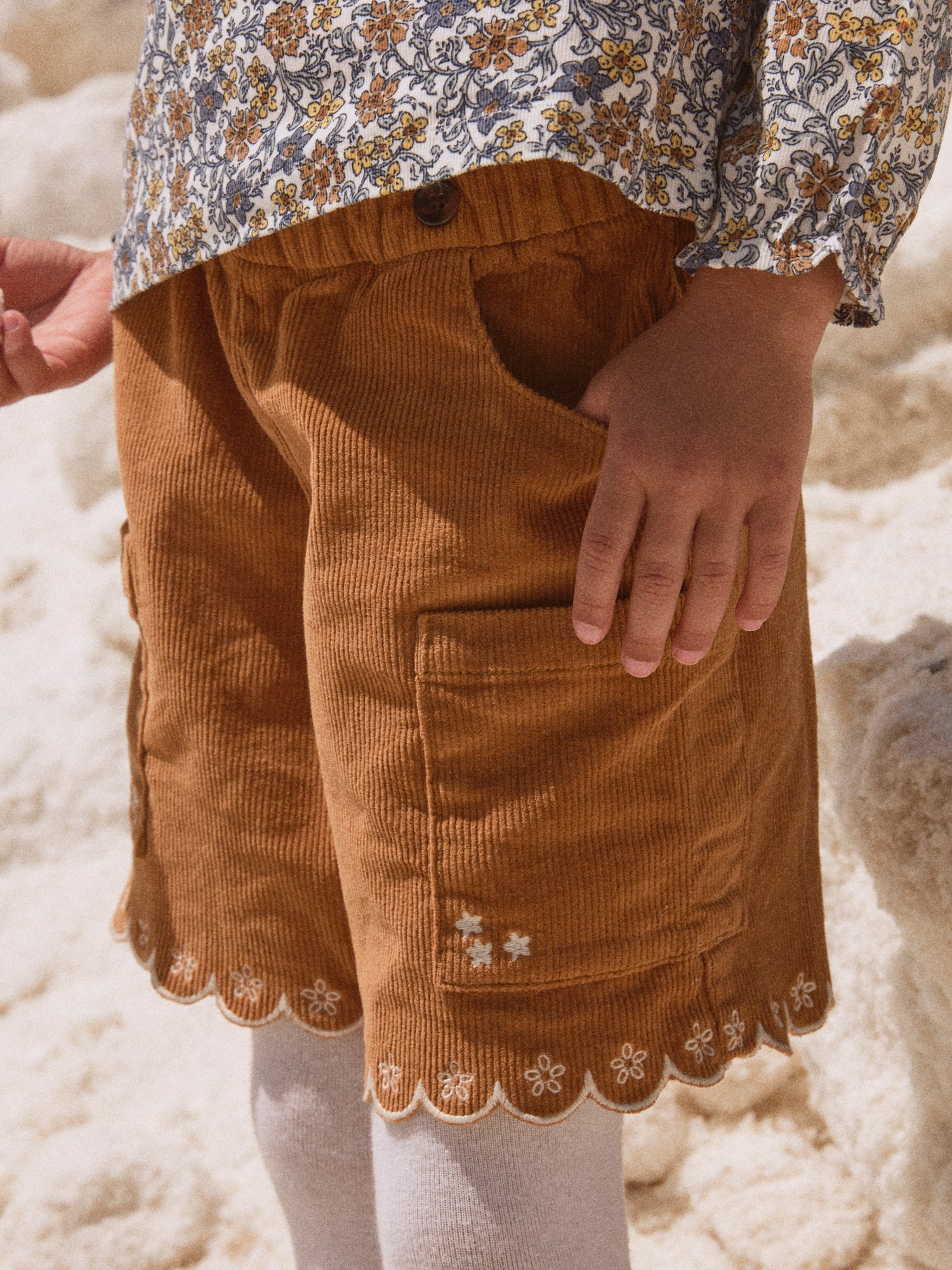 Short marron en velours Fille - Image 3