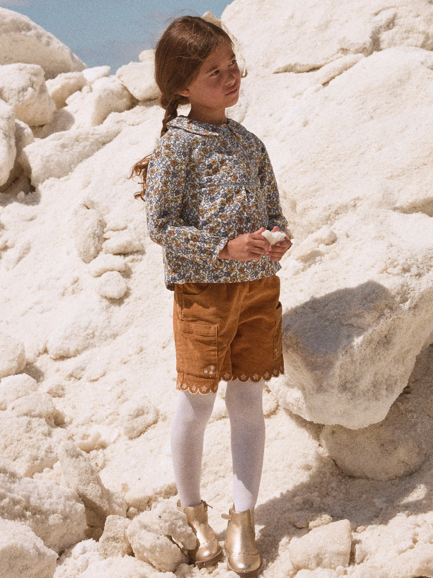 Short marron en velours Fille - Image 4