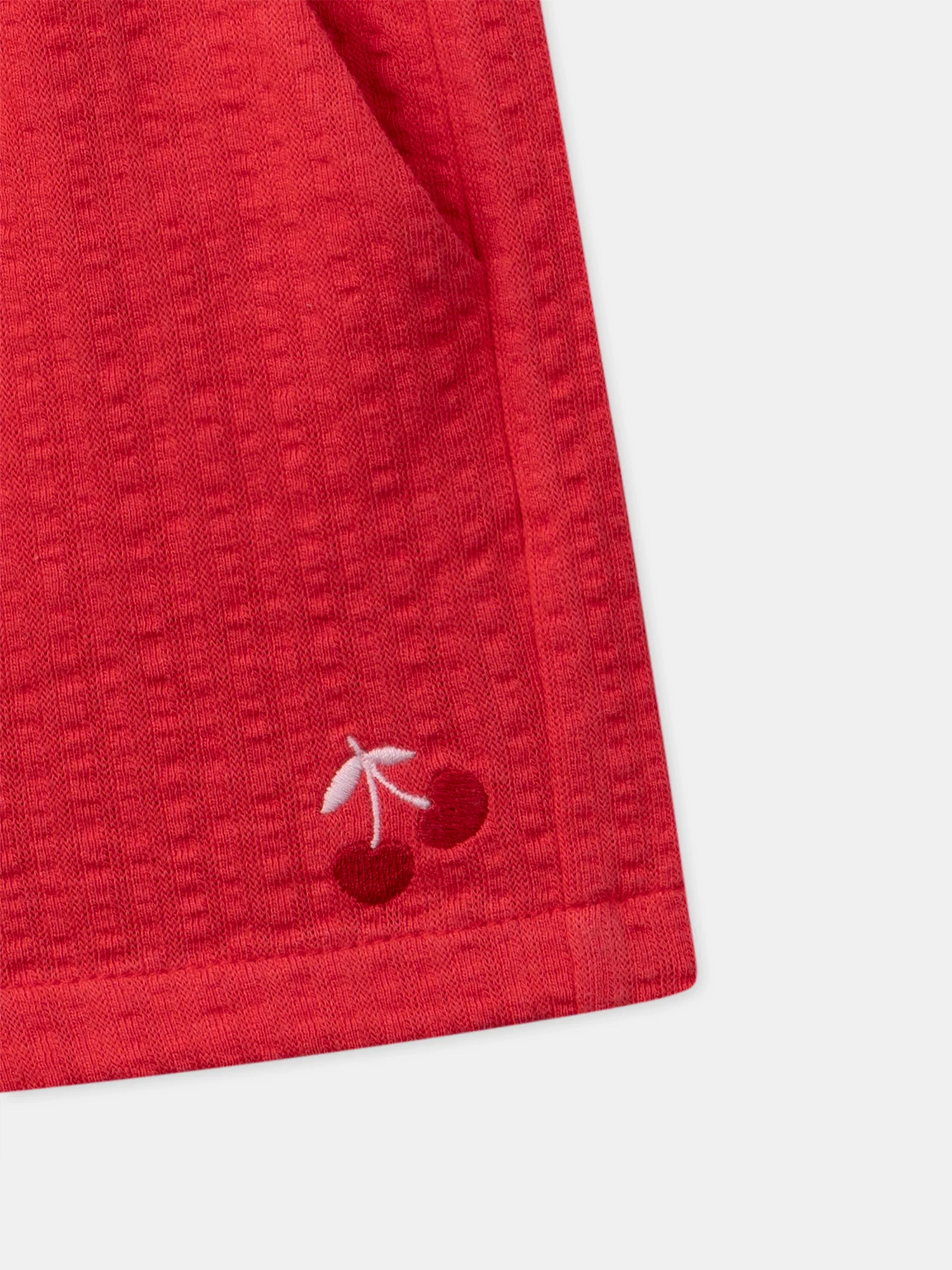 Short rouge à broderie cerise Fille - Image 6