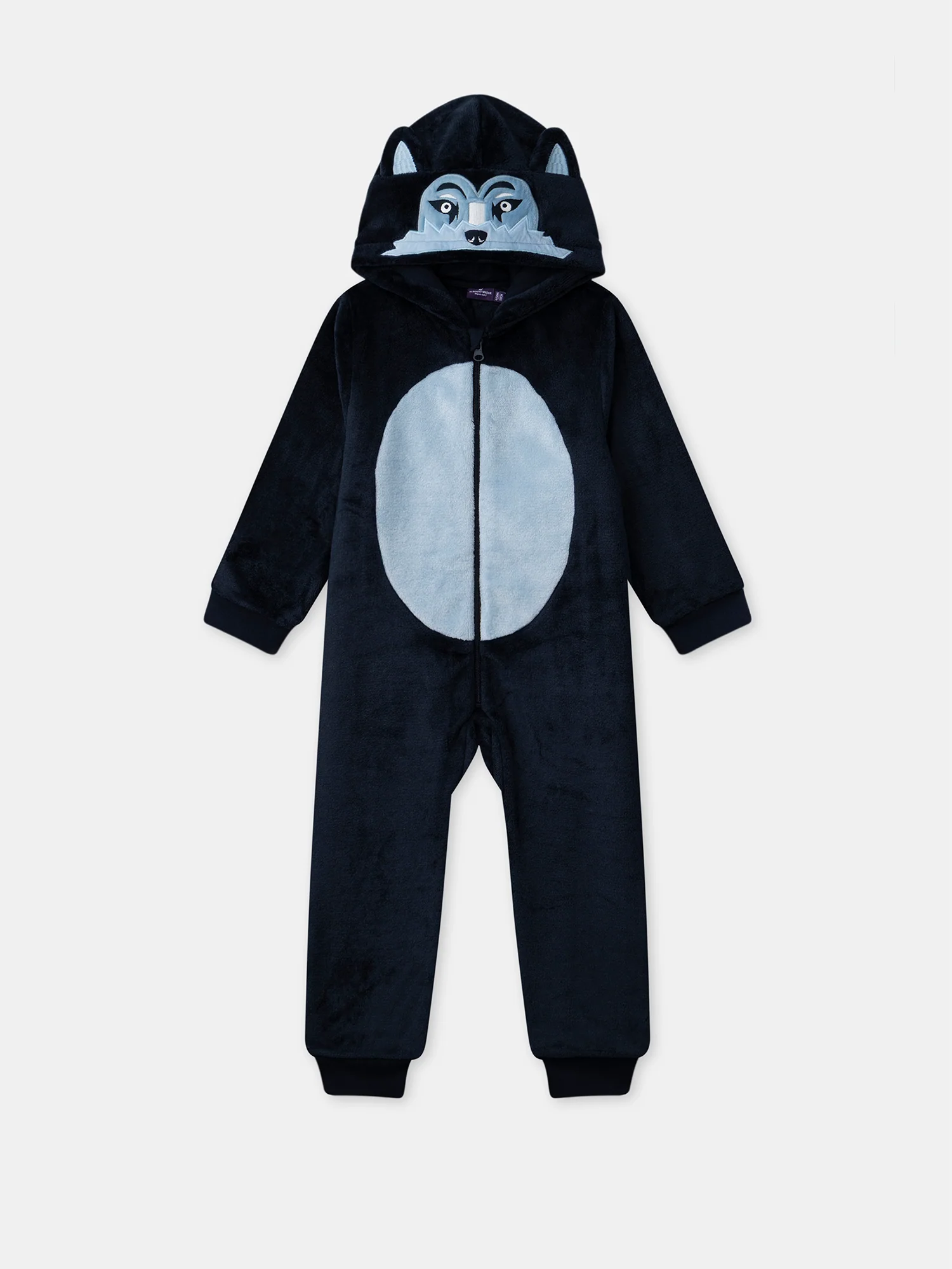 Combinaison pyjama bleu à capuche loup Garçon