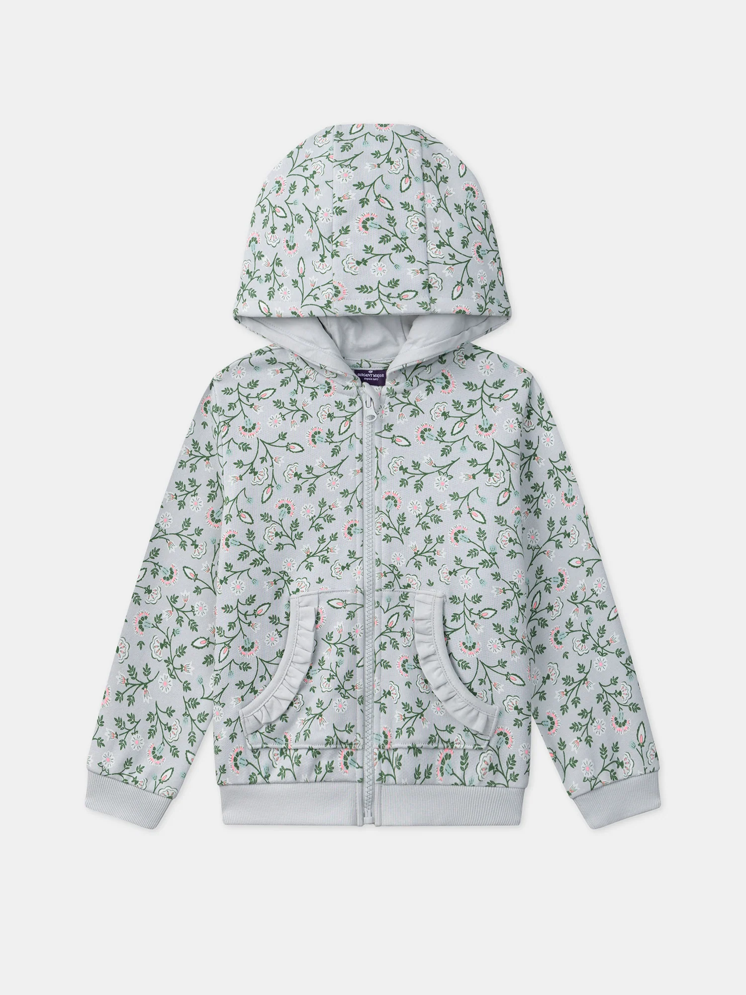 Sweat à capuche zippé vert d'eau