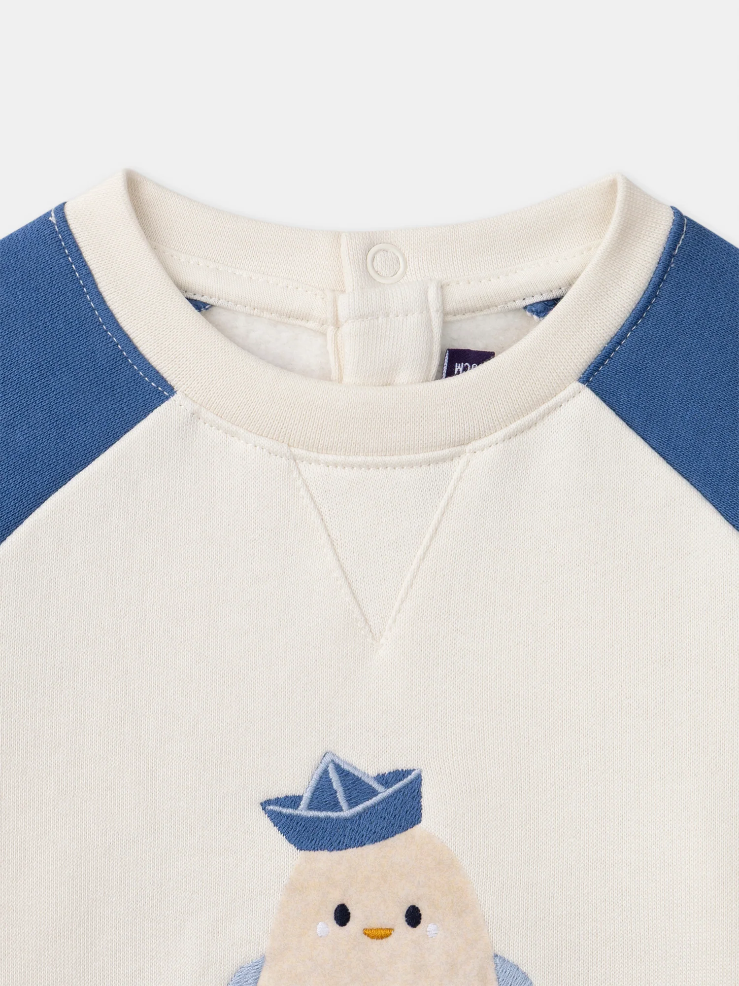 Sweat bleu et écru à broderie poussin Bébé Garçon - Image 2