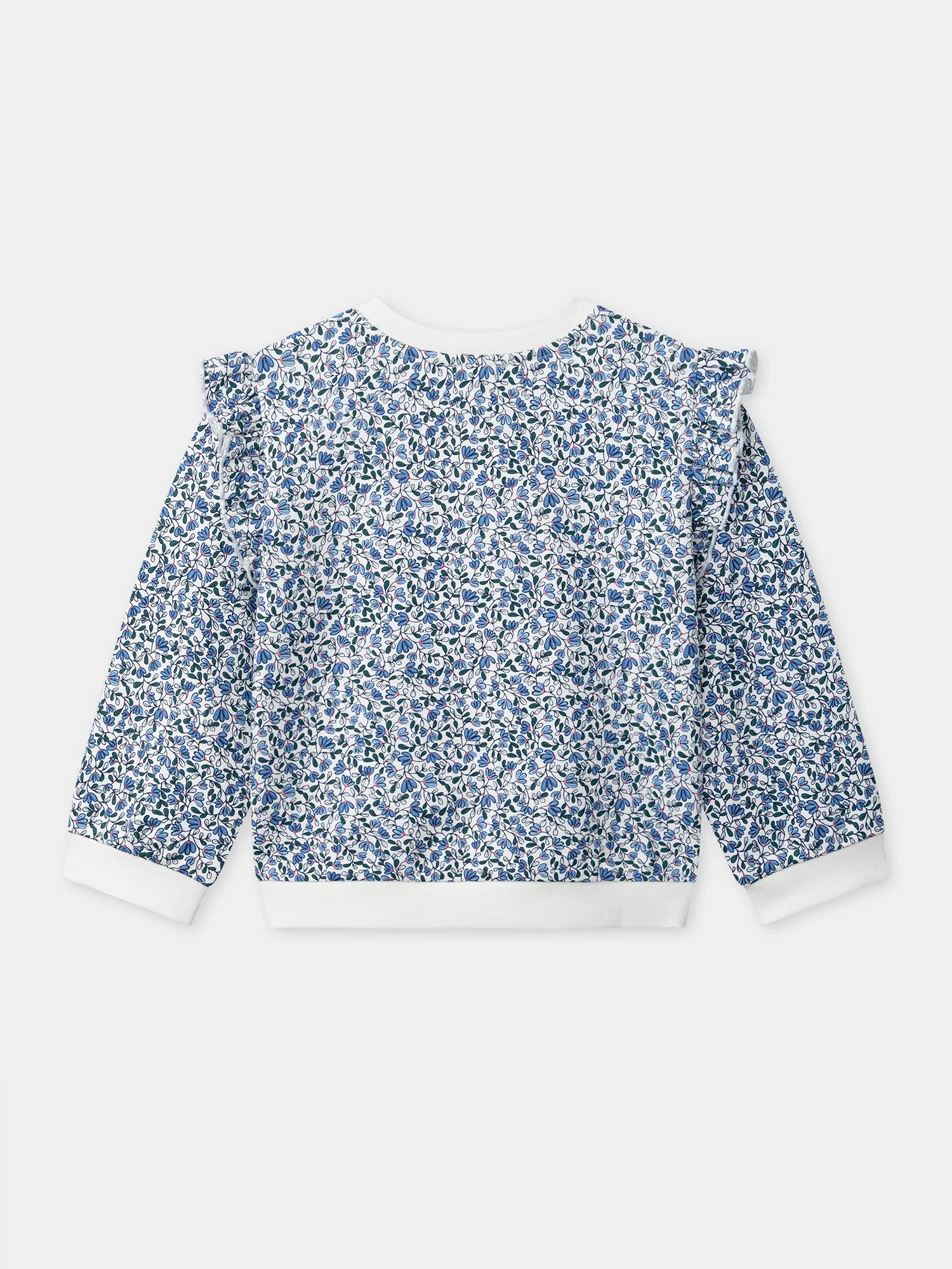 Sweat imprimé fleuri bleu à volants Fille - Image 6
