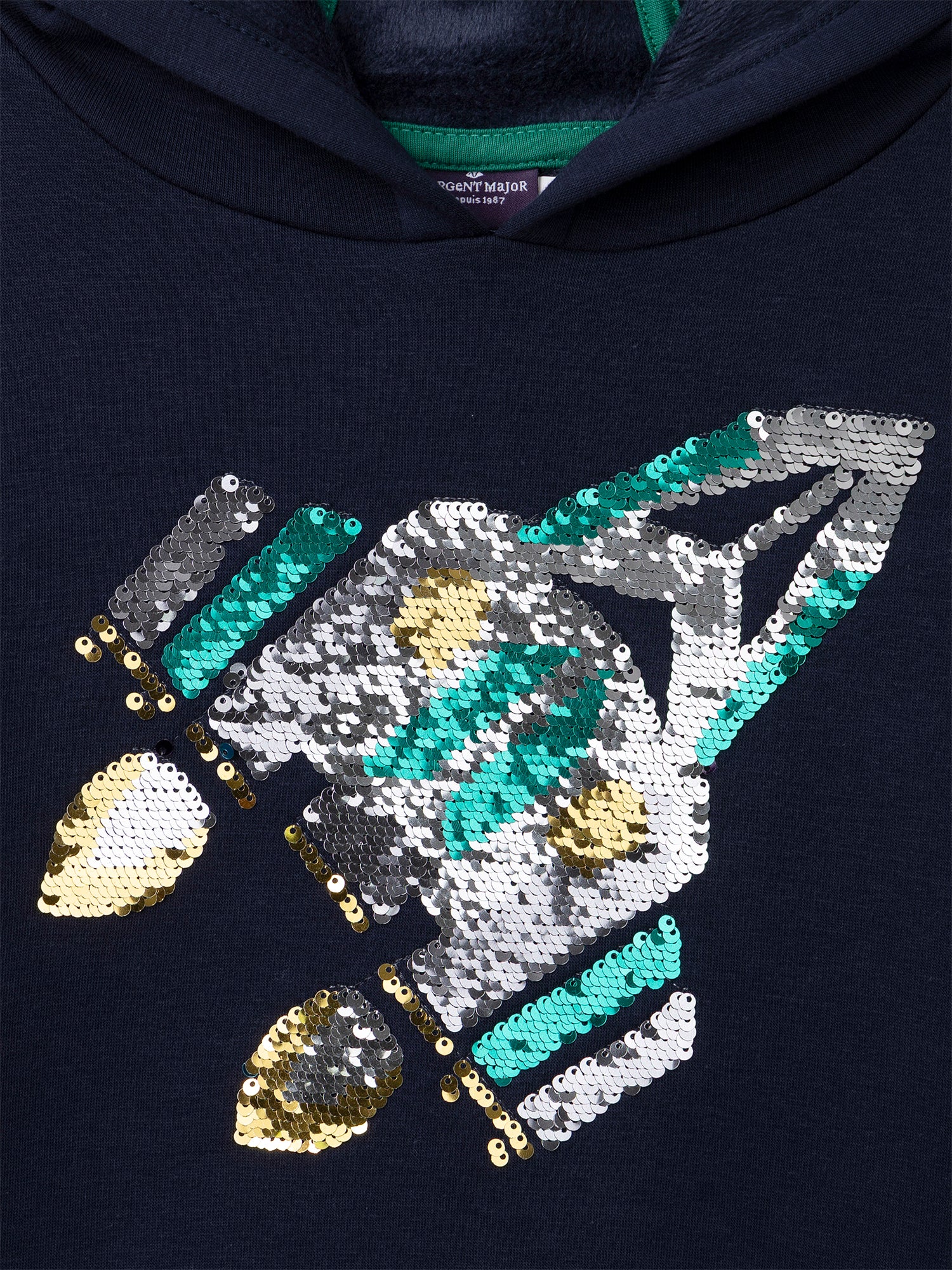 Sweat à capuche bleu à sequins fusée Garçon - Image 5