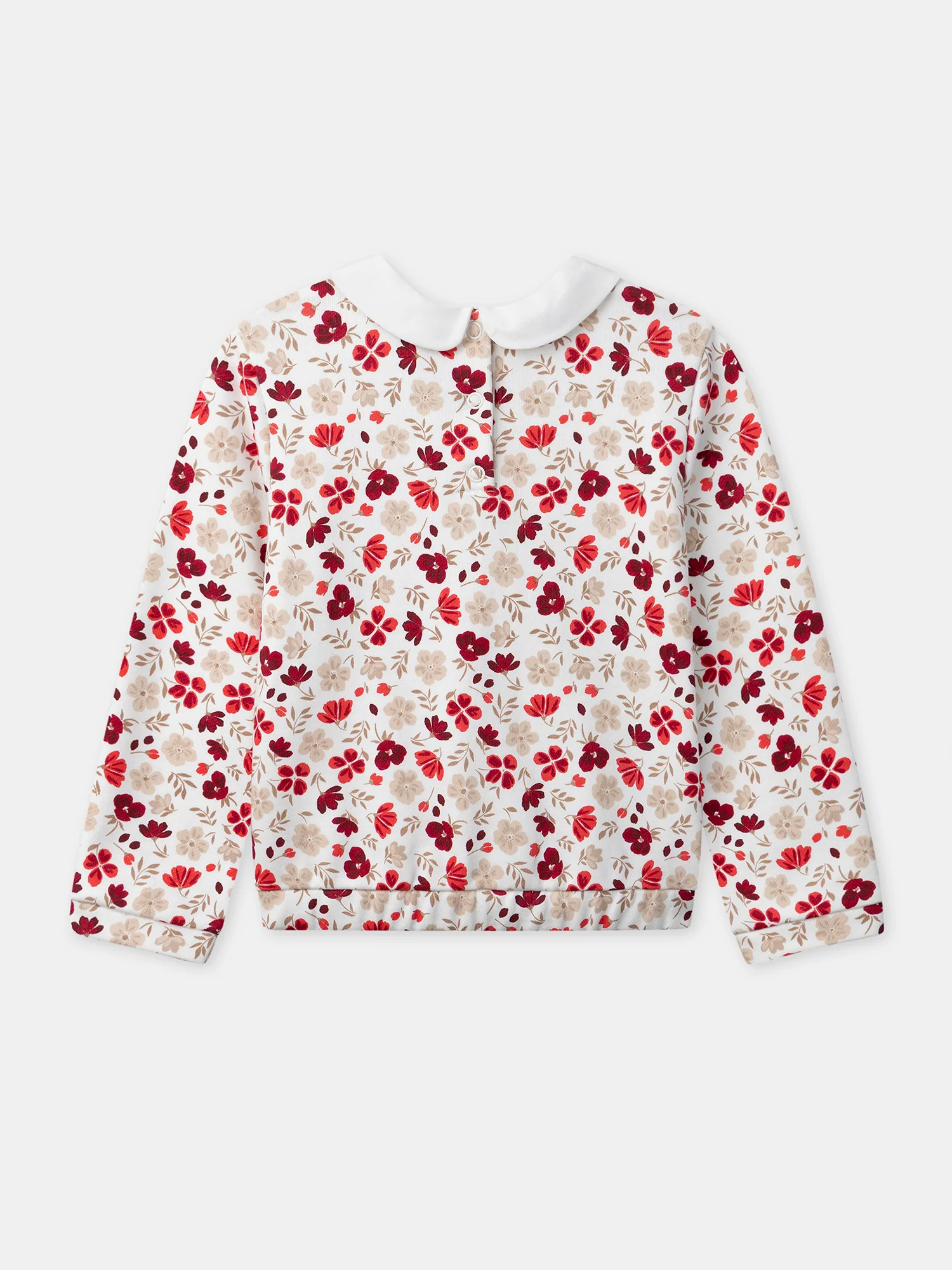 Sweat-shirt imprimé fleuri à sequins "Hello" et col claudine Fille - Image 4