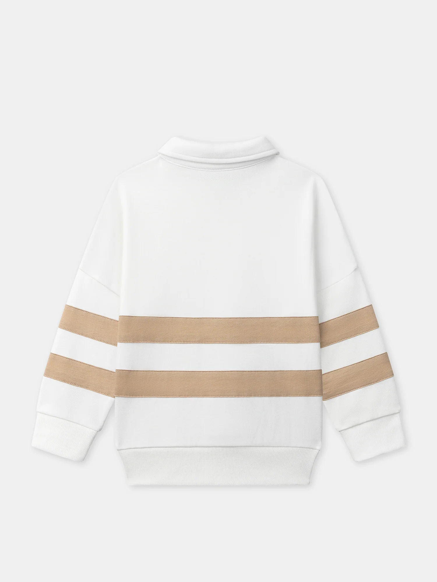 Sweat-shirt écru et à bandes beiges Garçon - Image 7